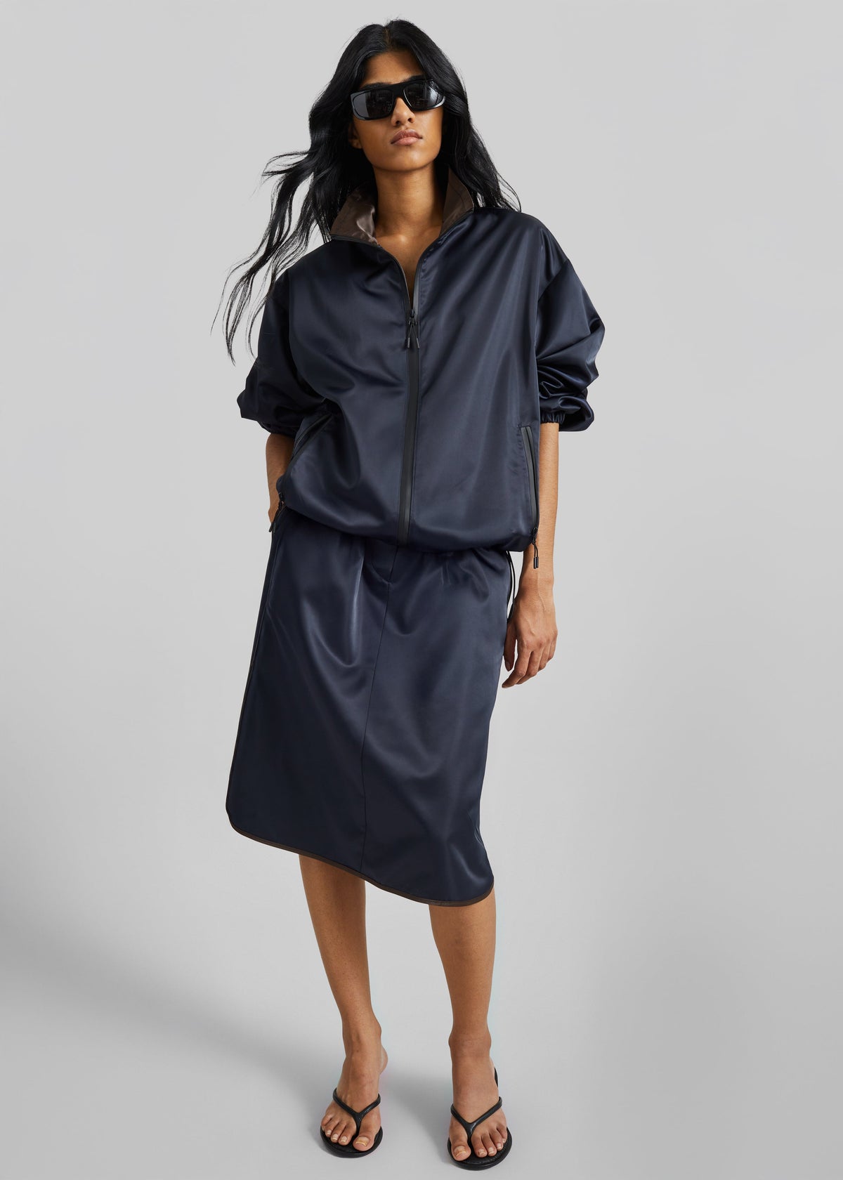 Munich Contrast Collar Zip-Up Jacket - Navy β view 8 of 9