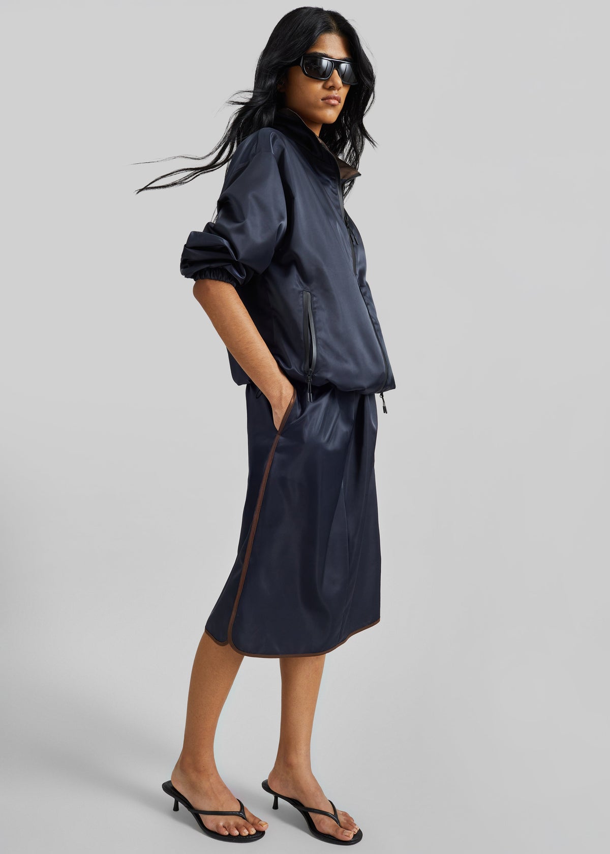 Munich Contrast Collar Zip-Up Jacket - Navy β view 6 of 9