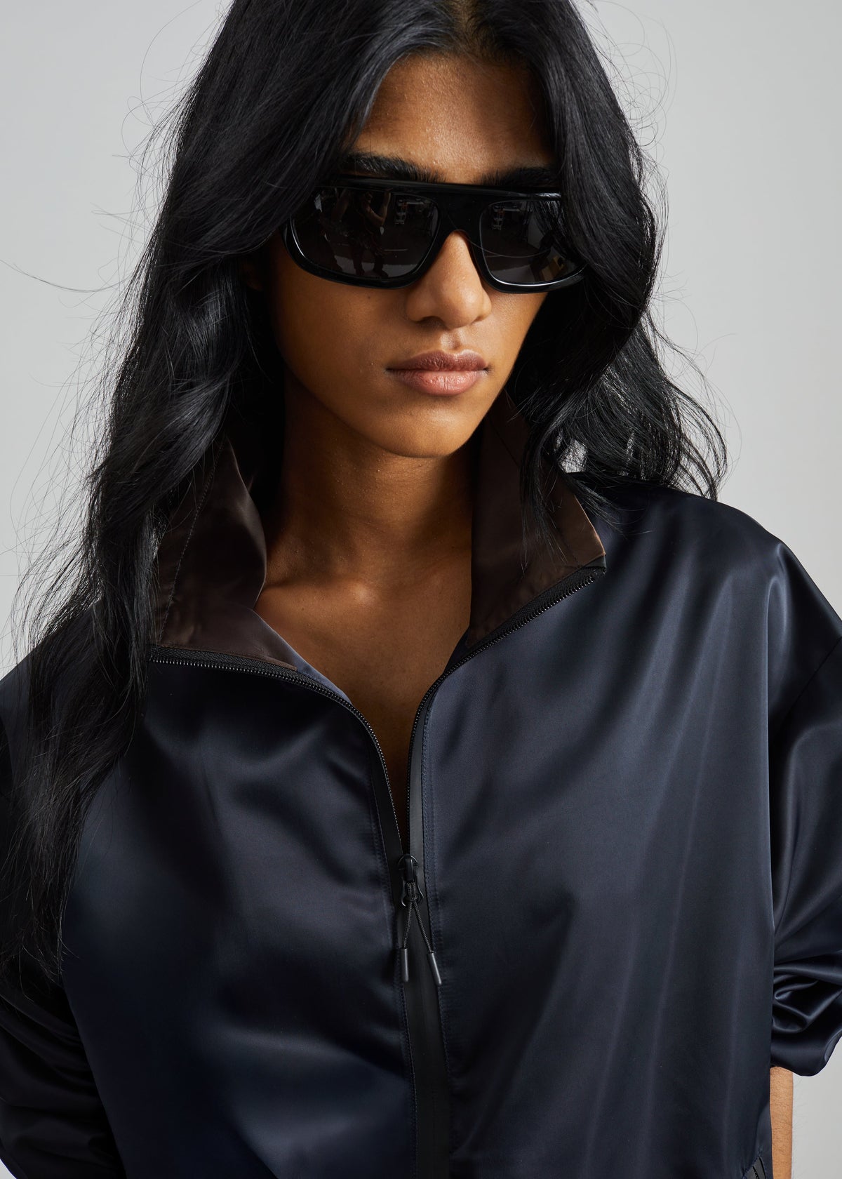 Munich Contrast Collar Zip-Up Jacket - Navy β view 4 of 9