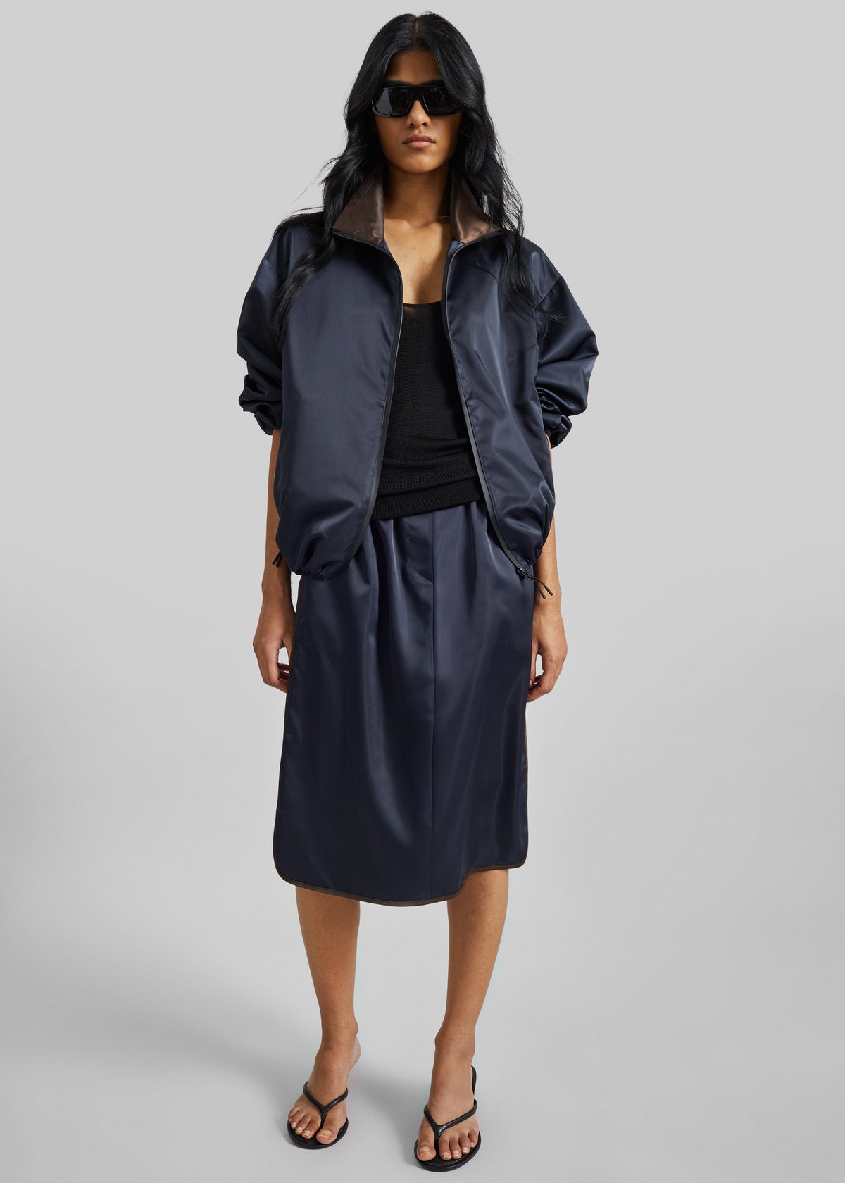 Munich Contrast Collar Zip-Up Jacket - Navy β view 3 of 9