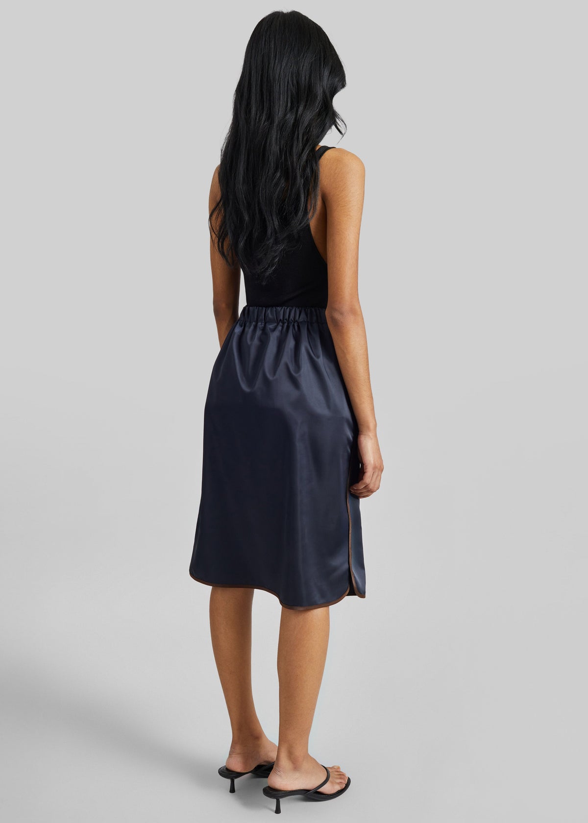 Munich Contrast Piping Midi Skirt - Navy β view 8 of 9