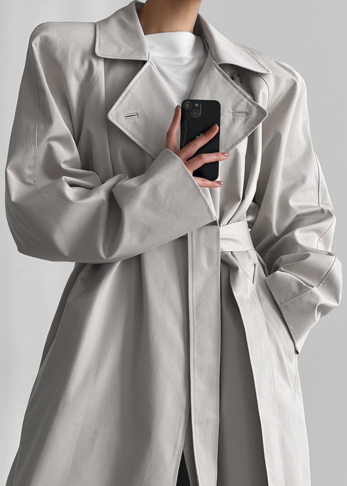 Marisol Box Shoulder Trench - Bone β view 10 of 15