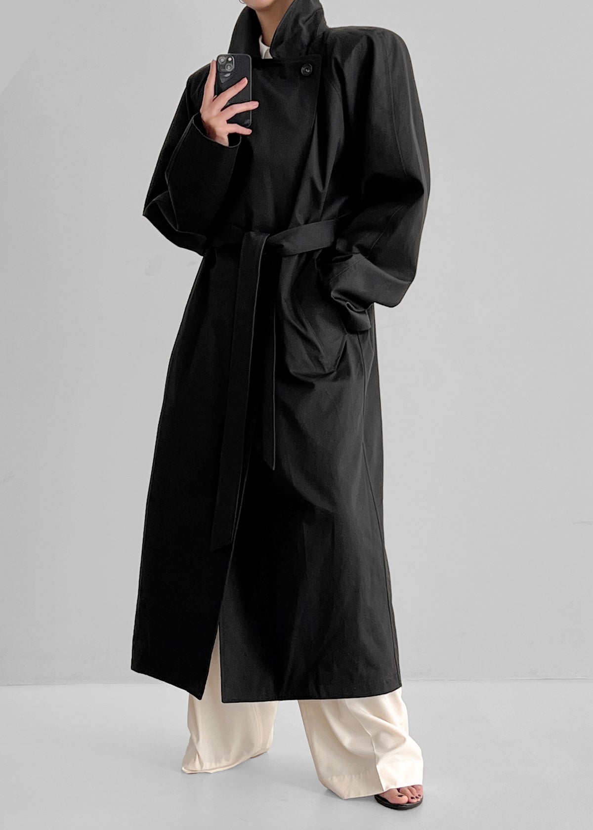 Marisol Box Shoulder Trench - Black β view 7 of 13