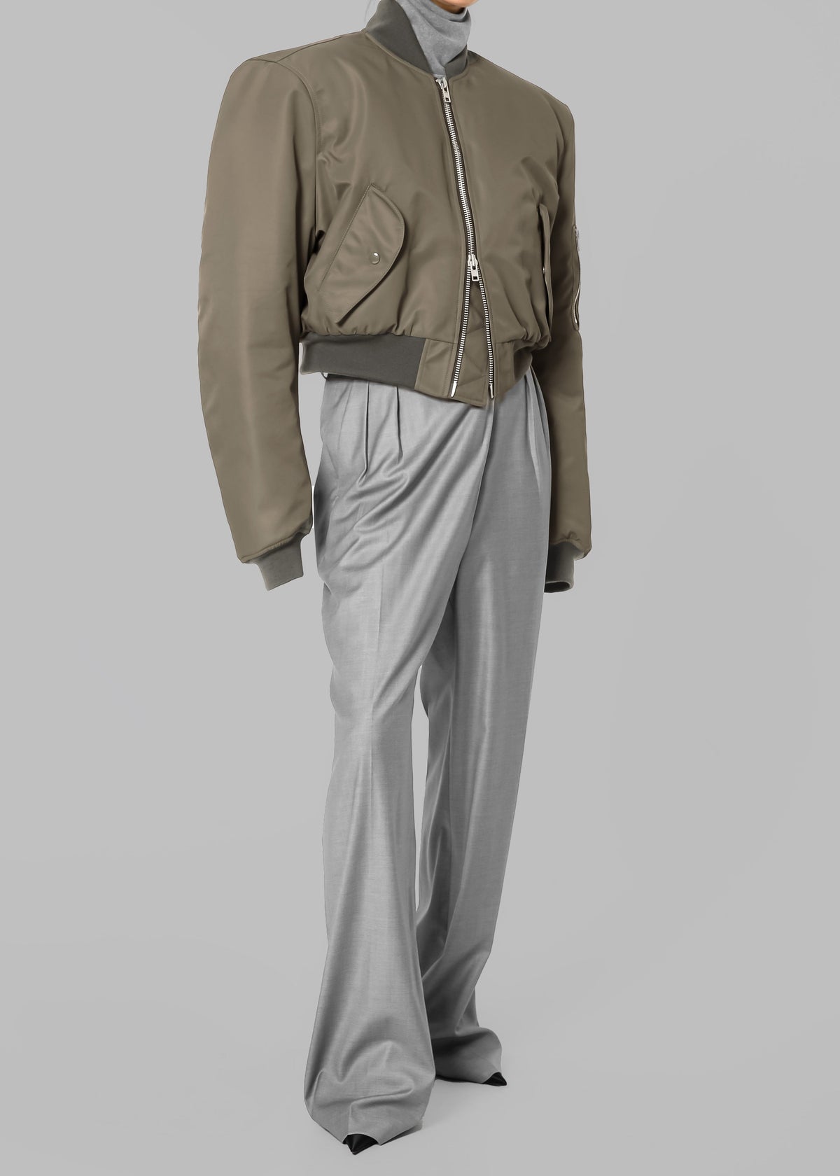 Mati Cropped Padded Bomber - Olive β view 6 of 10