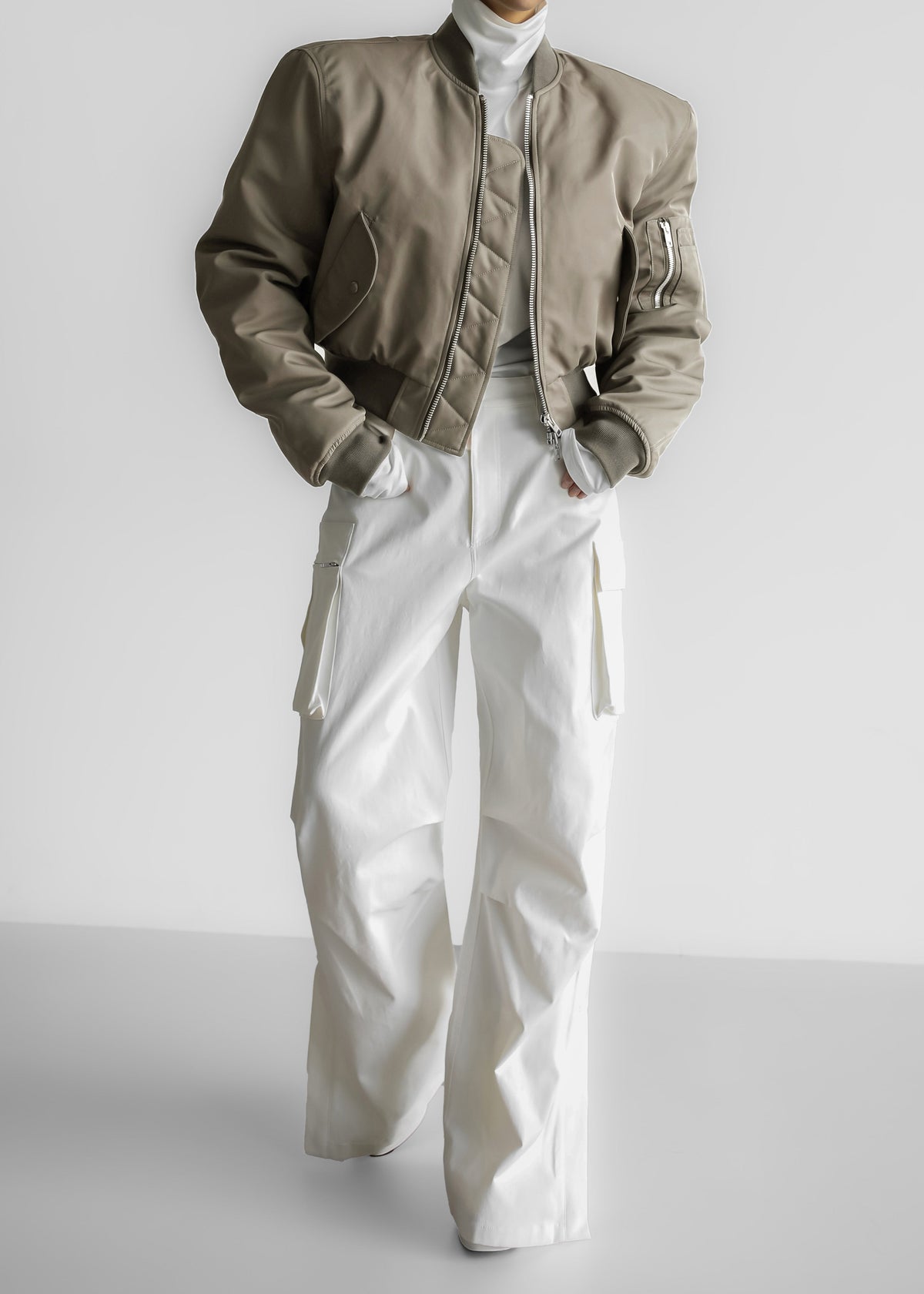 Mati Cropped Padded Bomber - Olive β view 3 of 10