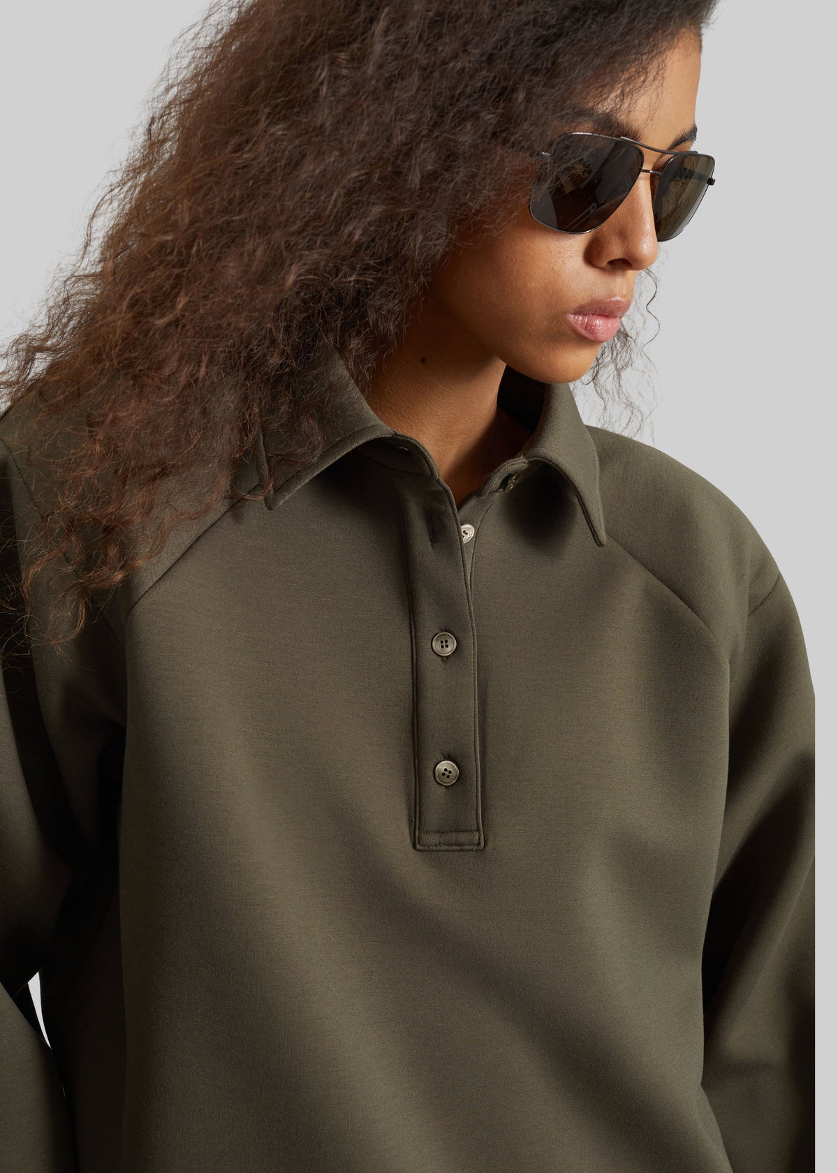 Naen Neoprene Polo Top - Dark Olive β view 2 of 6
