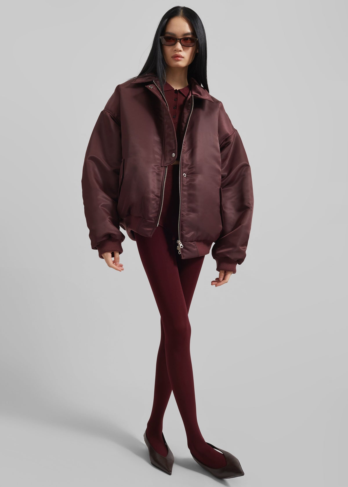 Nalden Padded Bomber Jacket - Burgundy β view 4 of 8