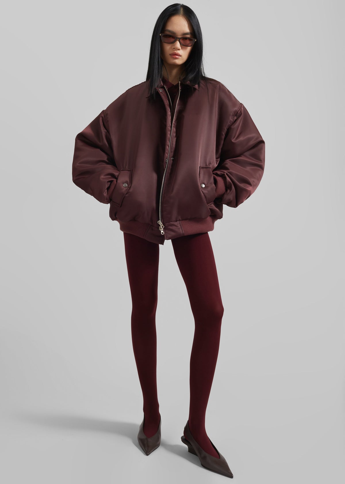 Nalden Padded Bomber Jacket - Burgundy β view 1 of 8