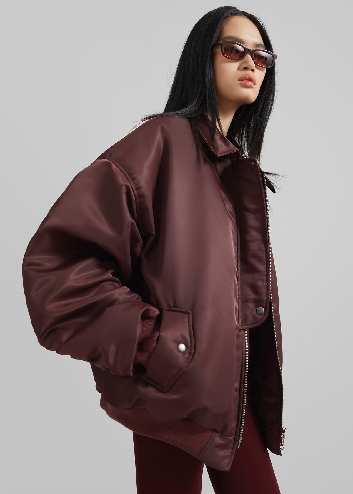 Nalden Padded Bomber Jacket - Burgundy β view 3 of 8