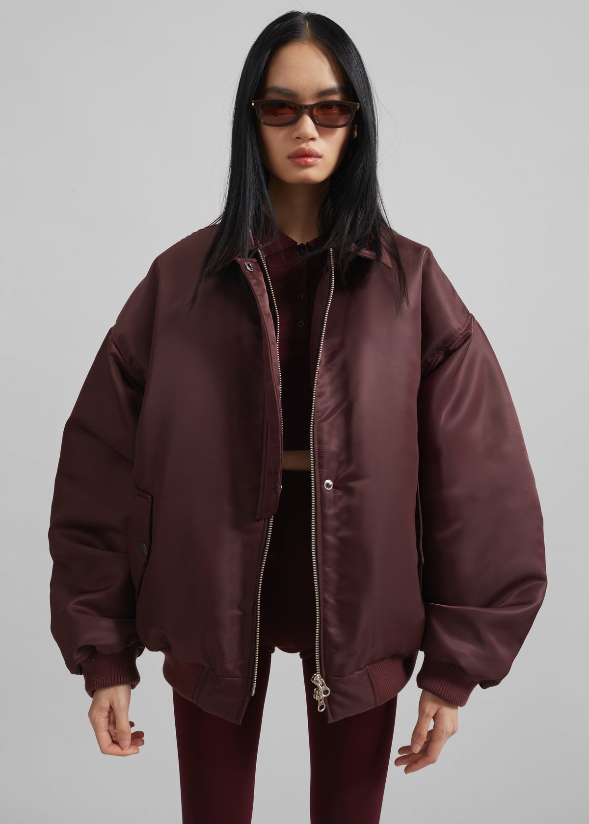 Nalden Padded Bomber Jacket - Burgundy β view 2 of 8