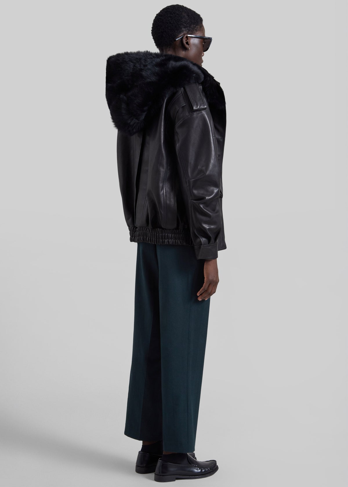 Napa Leather Hooded Jacket - Black – view 10 of 11