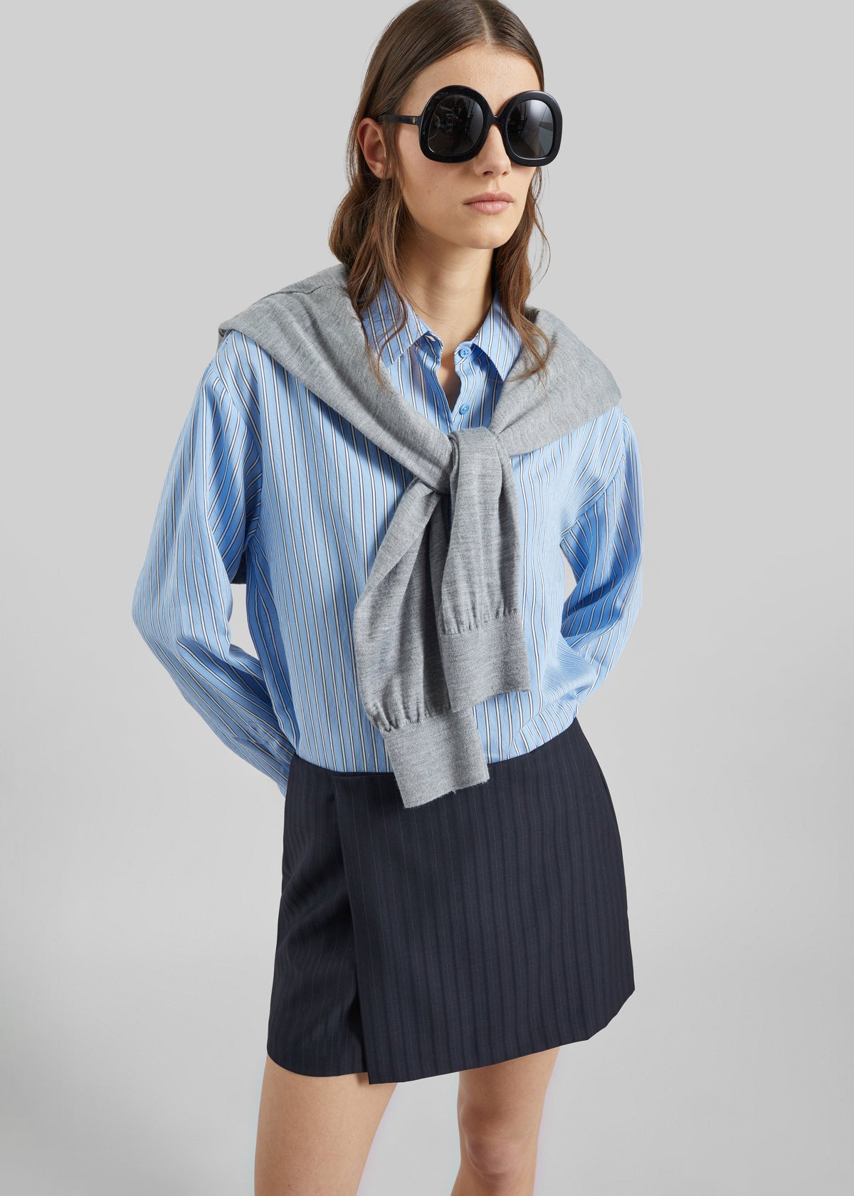 Narah Mini Skirt - Navy/White Pinstripe β view 6 of 9