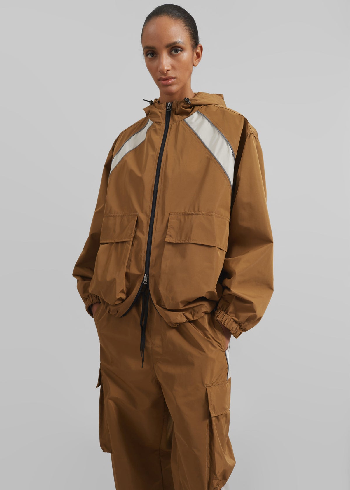 Navan Windbreaker Cargo Jacket - Brown β view 3 of 7