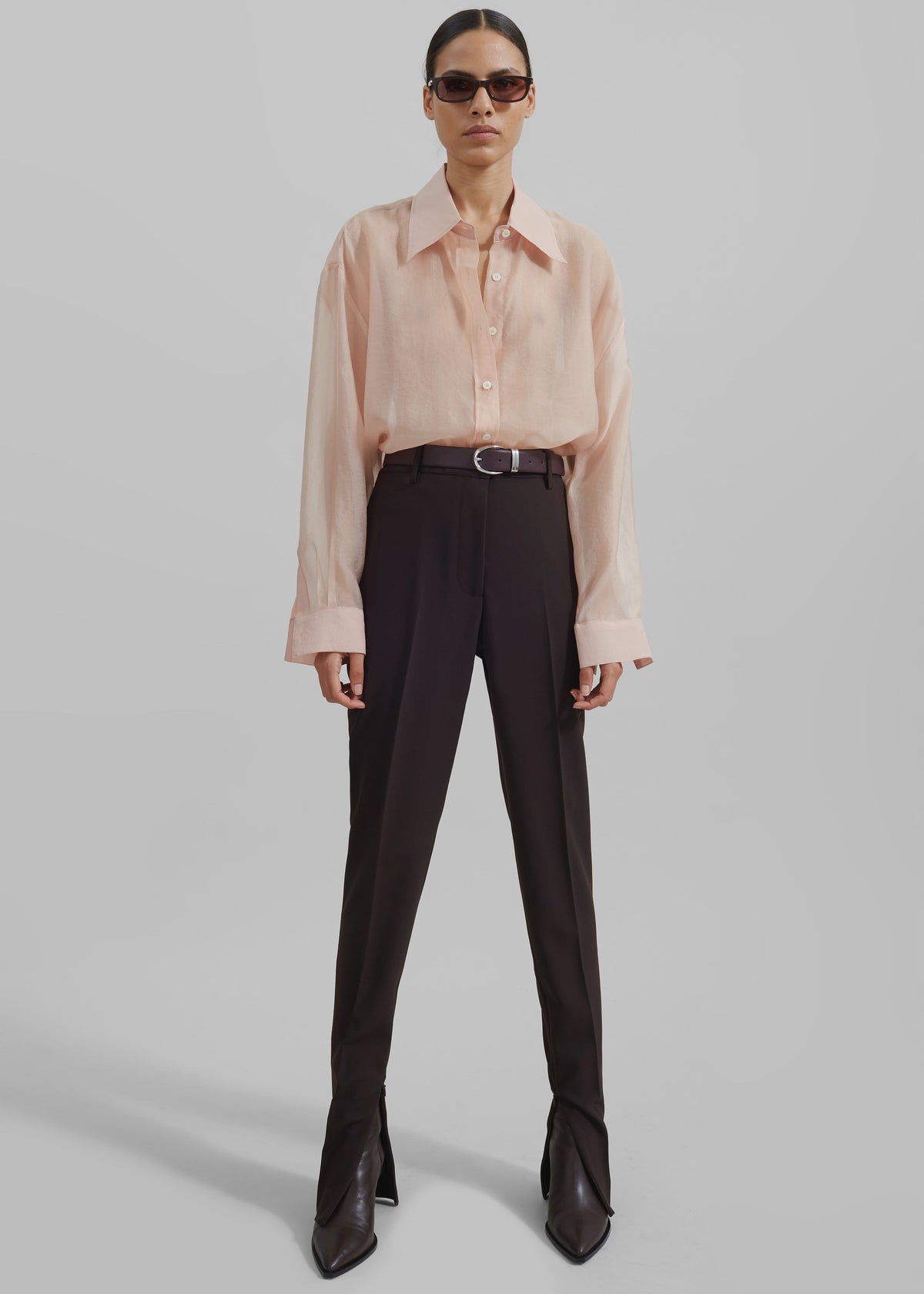 Nel Sheer Button Up Shirt - Pink β view 6 of 9