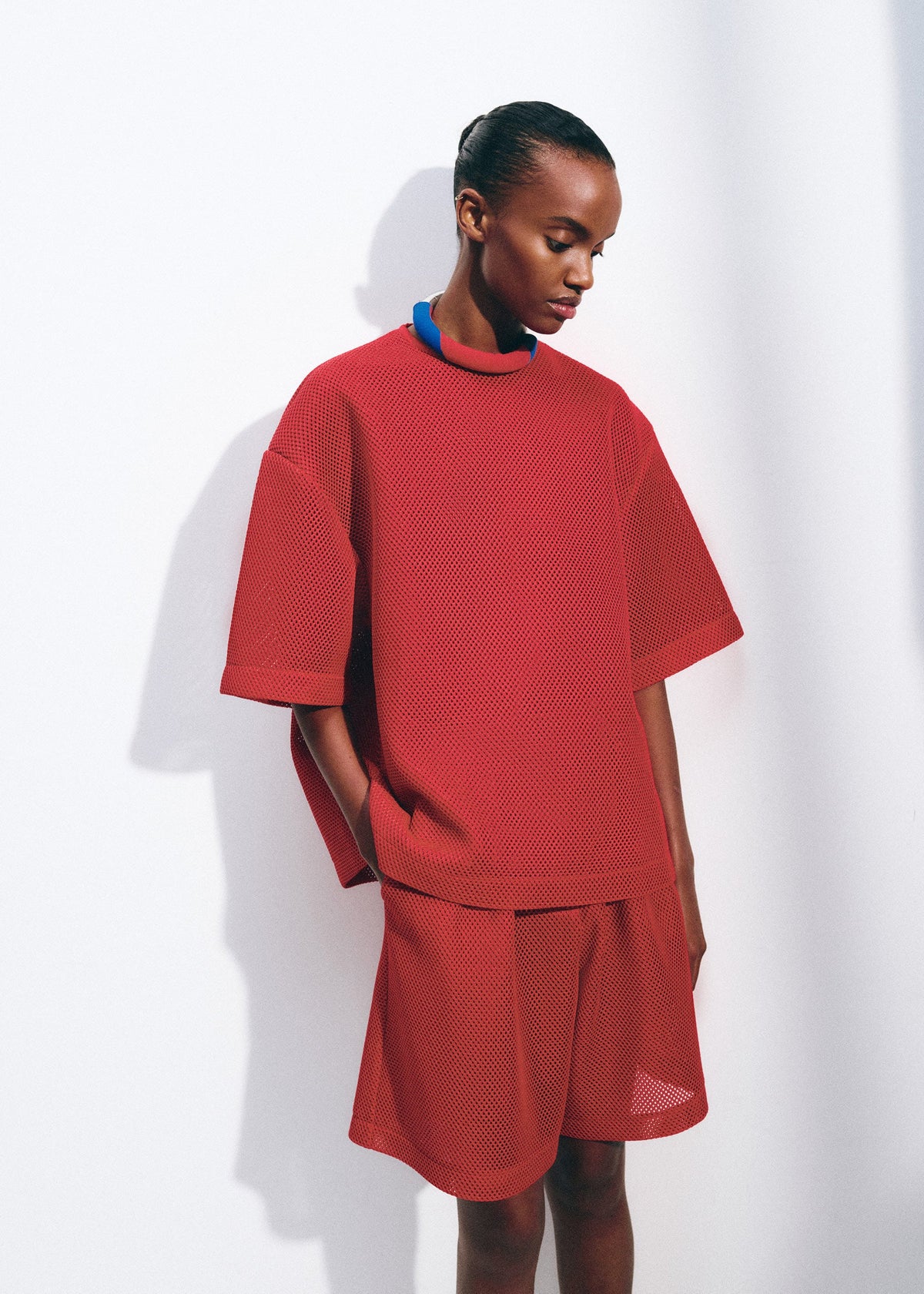 Nela Mesh Boxy T-Shirt - Red β view 8 of 13