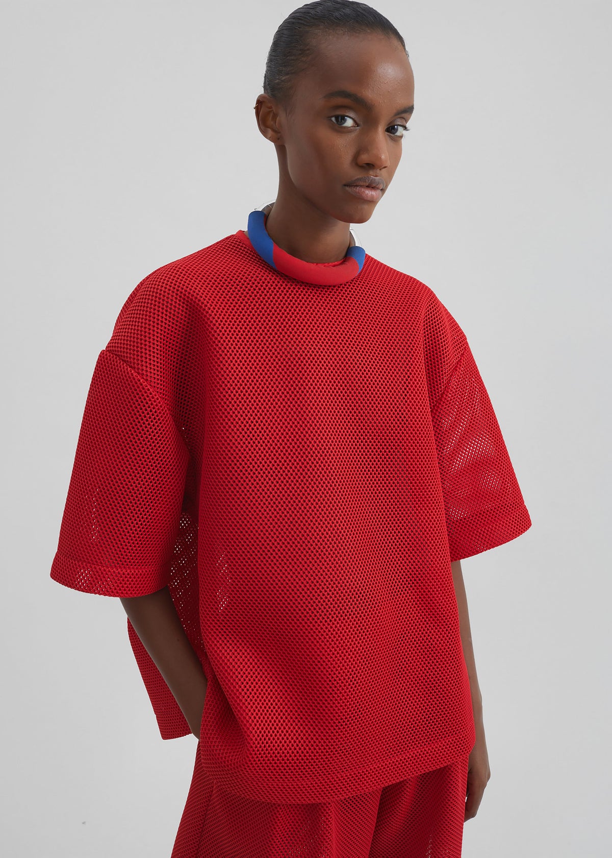 Nela Mesh Boxy T-Shirt - Red β view 1 of 13