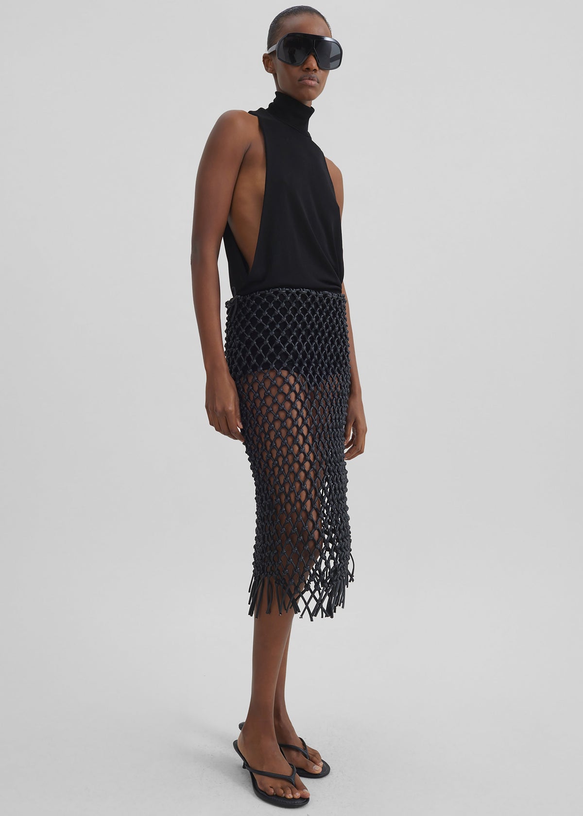 Nelaya Leather Macrame Skirt - Black β view 2 of 9