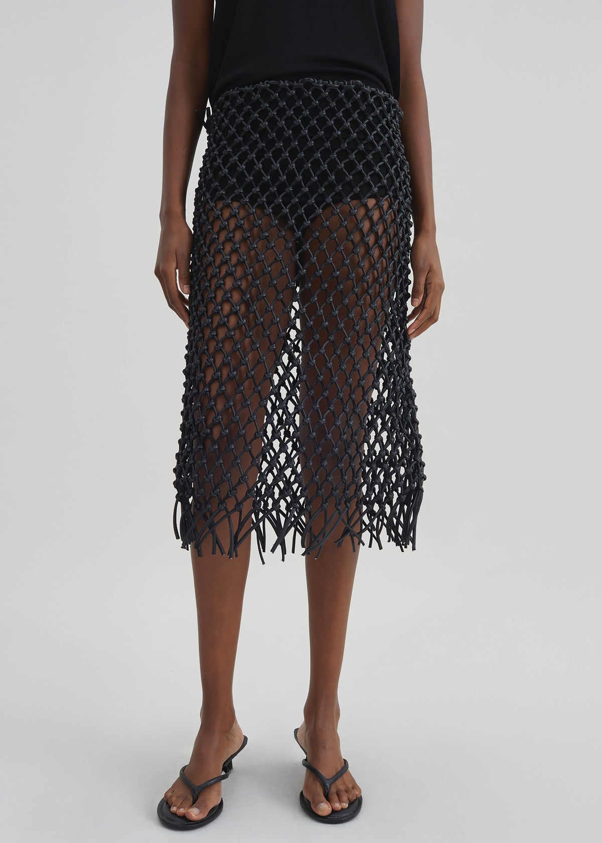 Nelaya Leather Macrame Skirt - Black β view 3 of 9