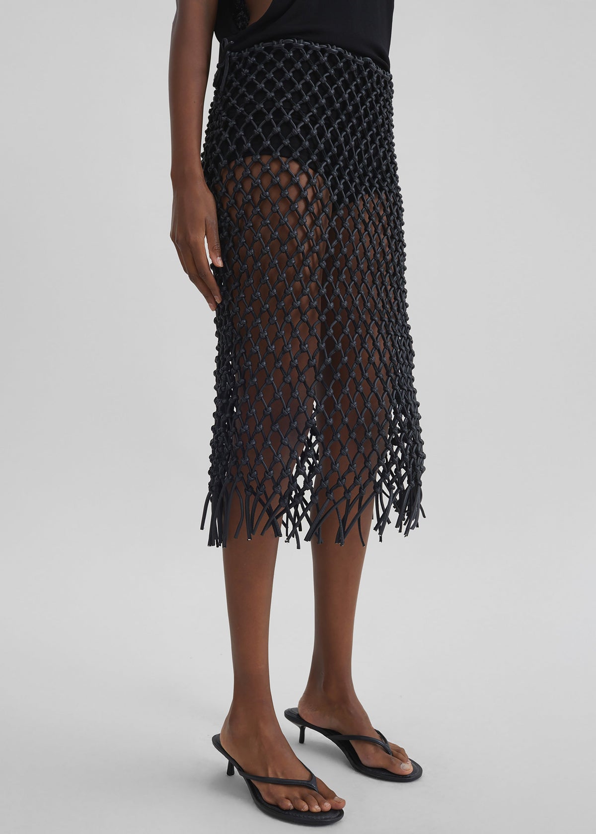 Nelaya Leather Macrame Skirt - Black β view 5 of 9