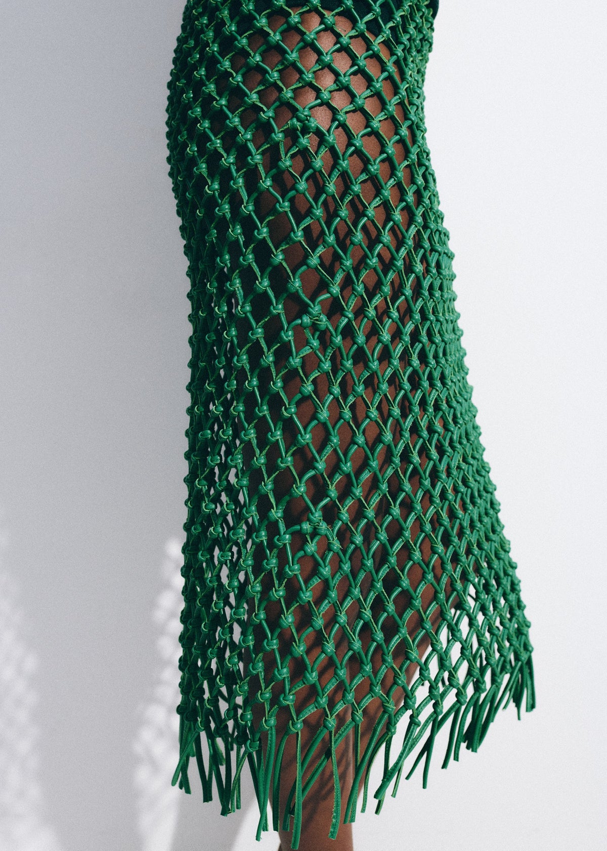 Nelaya Leather Macrame Skirt - Emerald β view 8 of 10