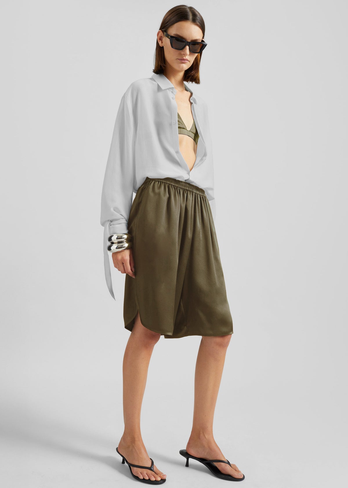 Nelis Silk Bermuda Shorts - Olive β view 1 of 5