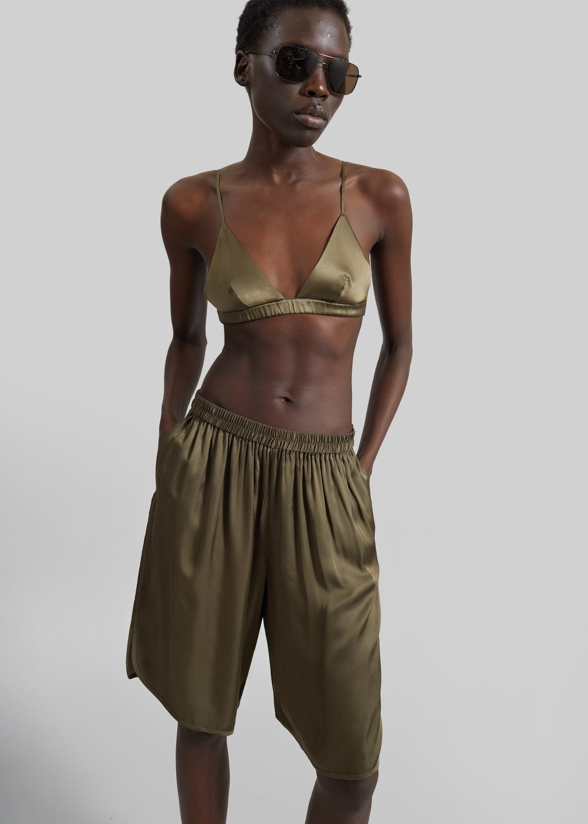 Nelis Silk Bermuda Shorts - Olive β view 4 of 5
