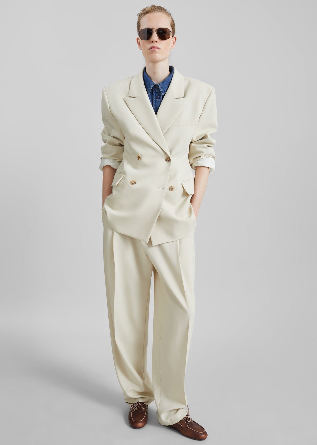 Neria Double Breasted Blazer - Light Beige β view 5 of 8