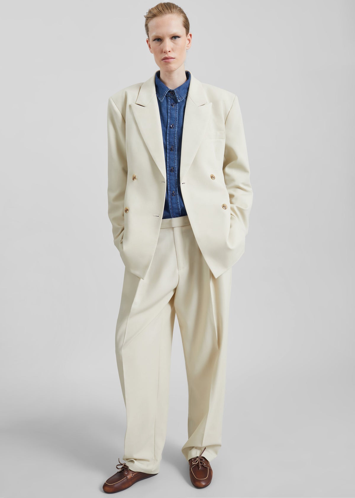 Neria Pleated Trousers - Light Beige β view 2 of 7
