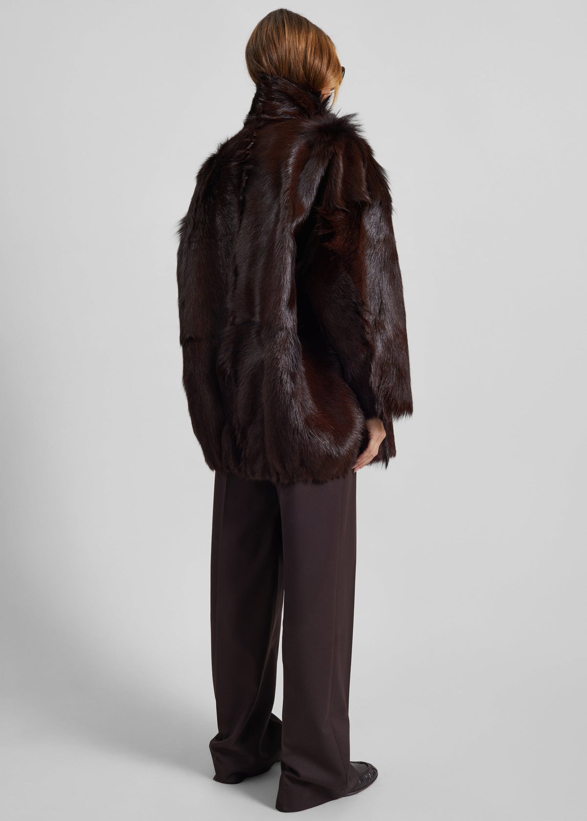 Nerola Funnel Neck Fur Coat - Plum β view 10 of 11