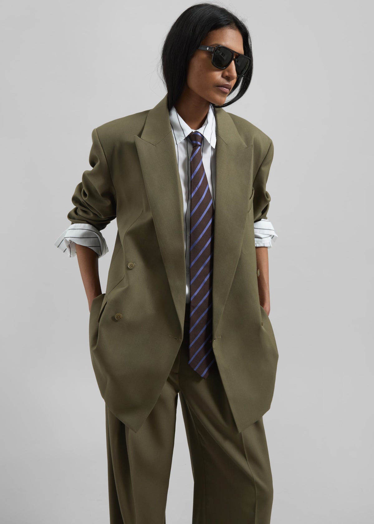 Newark Double Breasted Blazer - Khaki β view 5 of 8