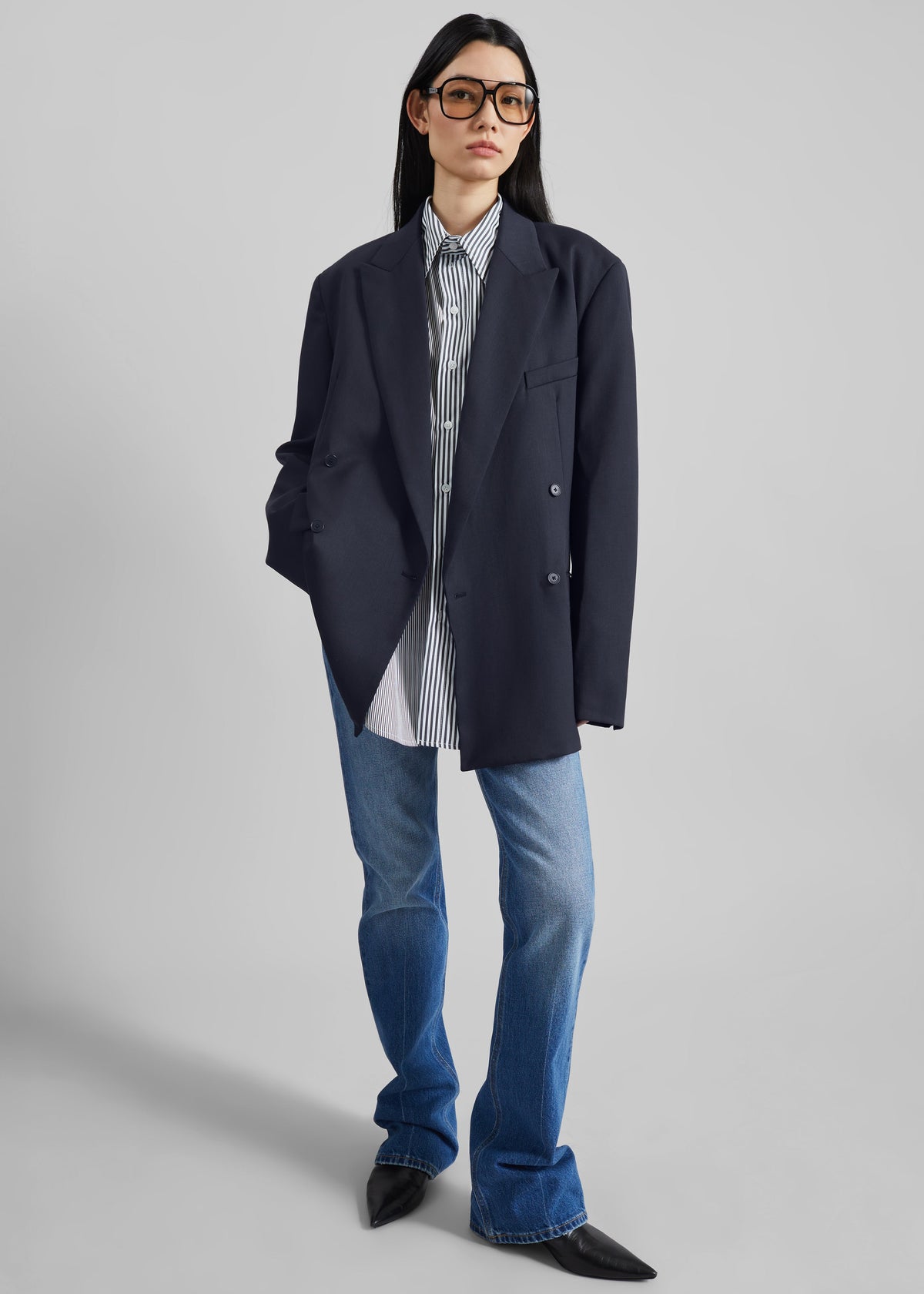 Newark Double Breasted Blazer - Navy β view 2 of 10