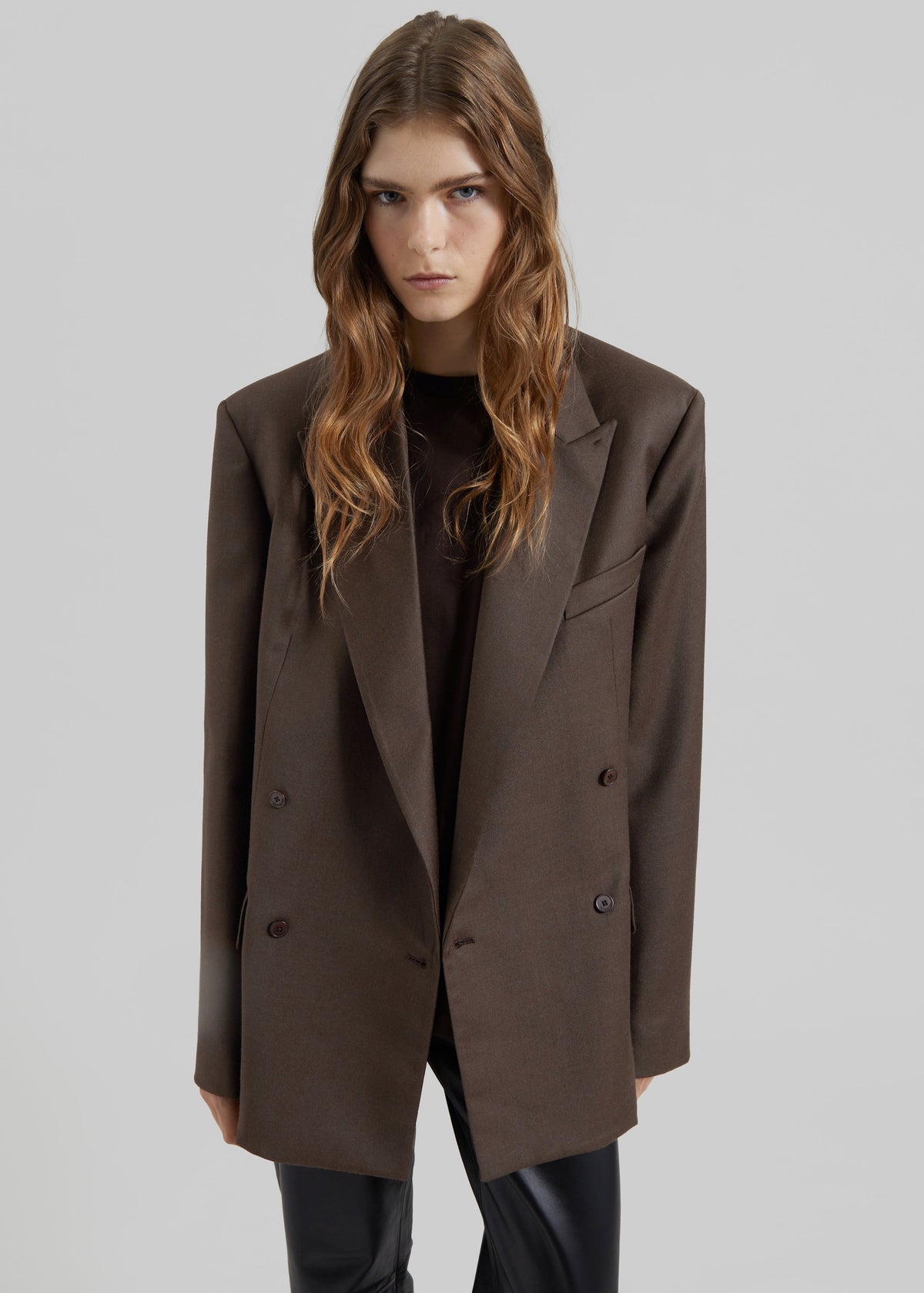 Newark Flannel Double Breasted Blazer - Mocha β view 2 of 9