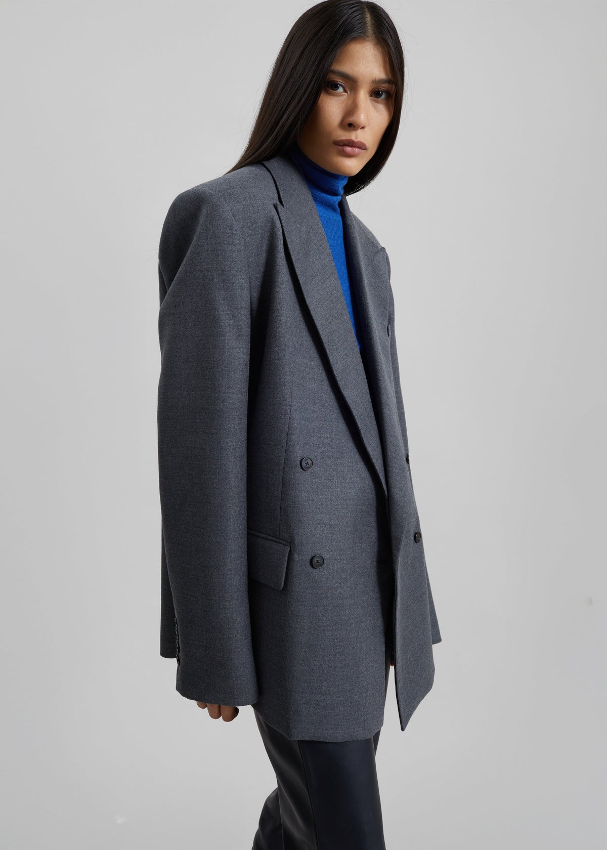 Newark Flannel Double Breasted Blazer - Grey Melange β view 7 of 9
