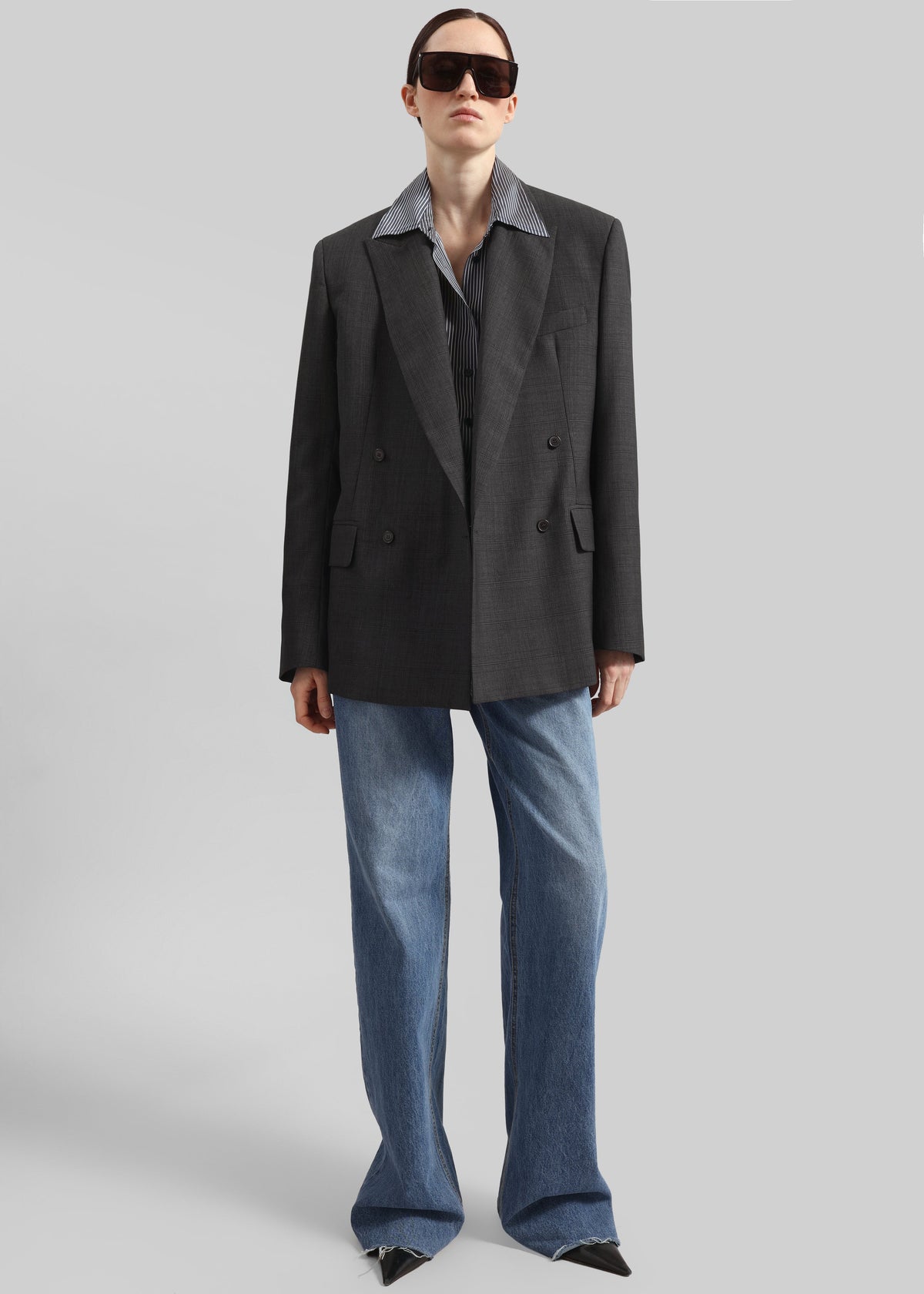 Newark Plaid Double Breasted Blazer - Dark Grey β view 1 of 5