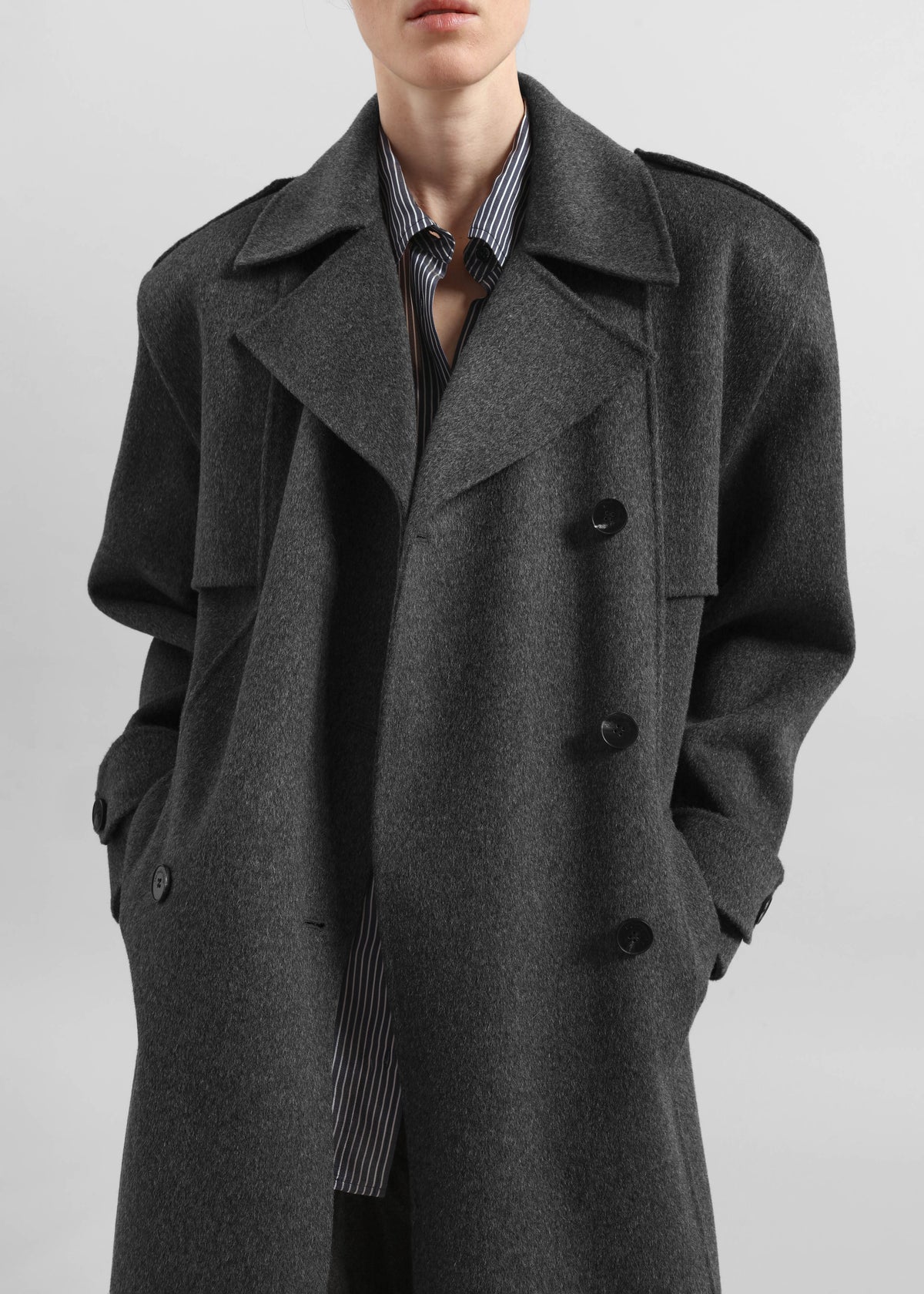 Nikola Padded Trench Coat - Dark Grey Melange β view 4 of 7