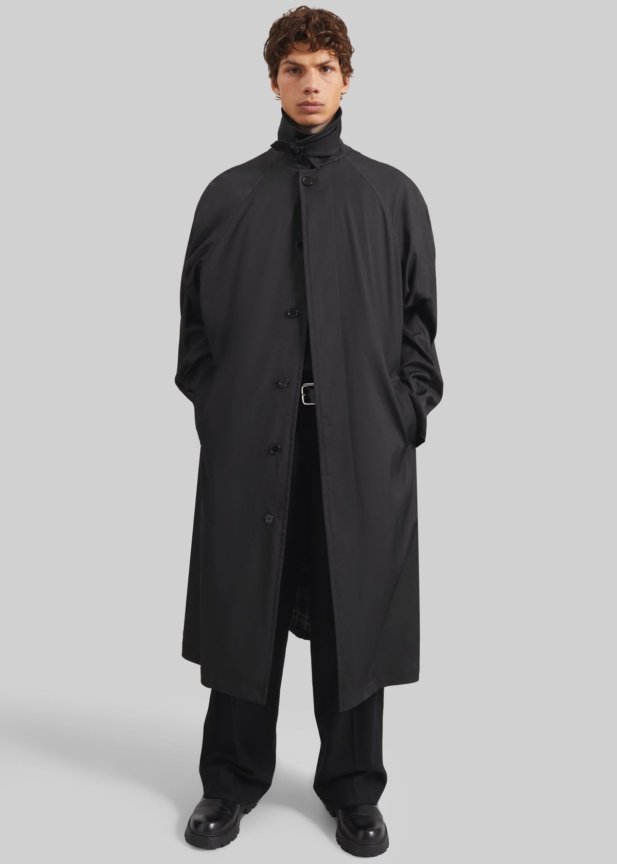Nils Raglan Sleeve Trench Coat - Black β view 7 of 9