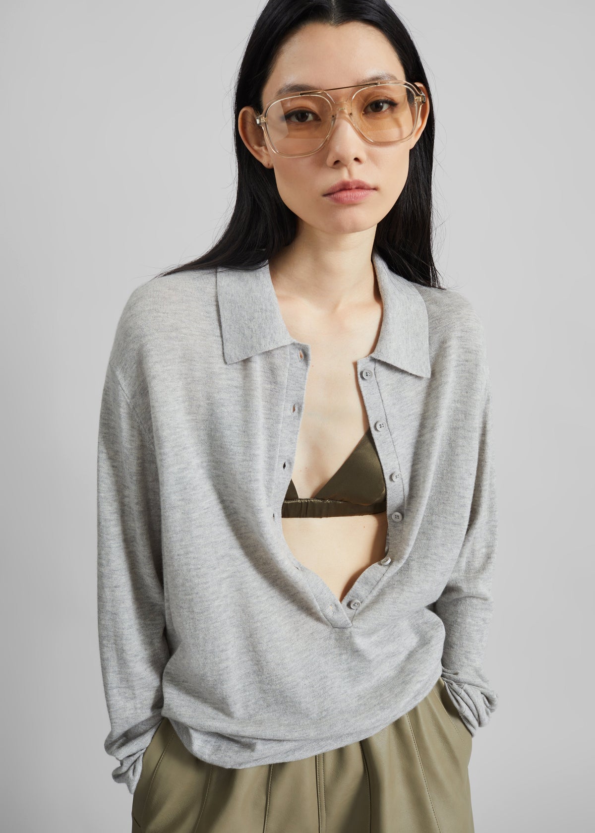 Nina Silk Bralette - Olive β view 6 of 8