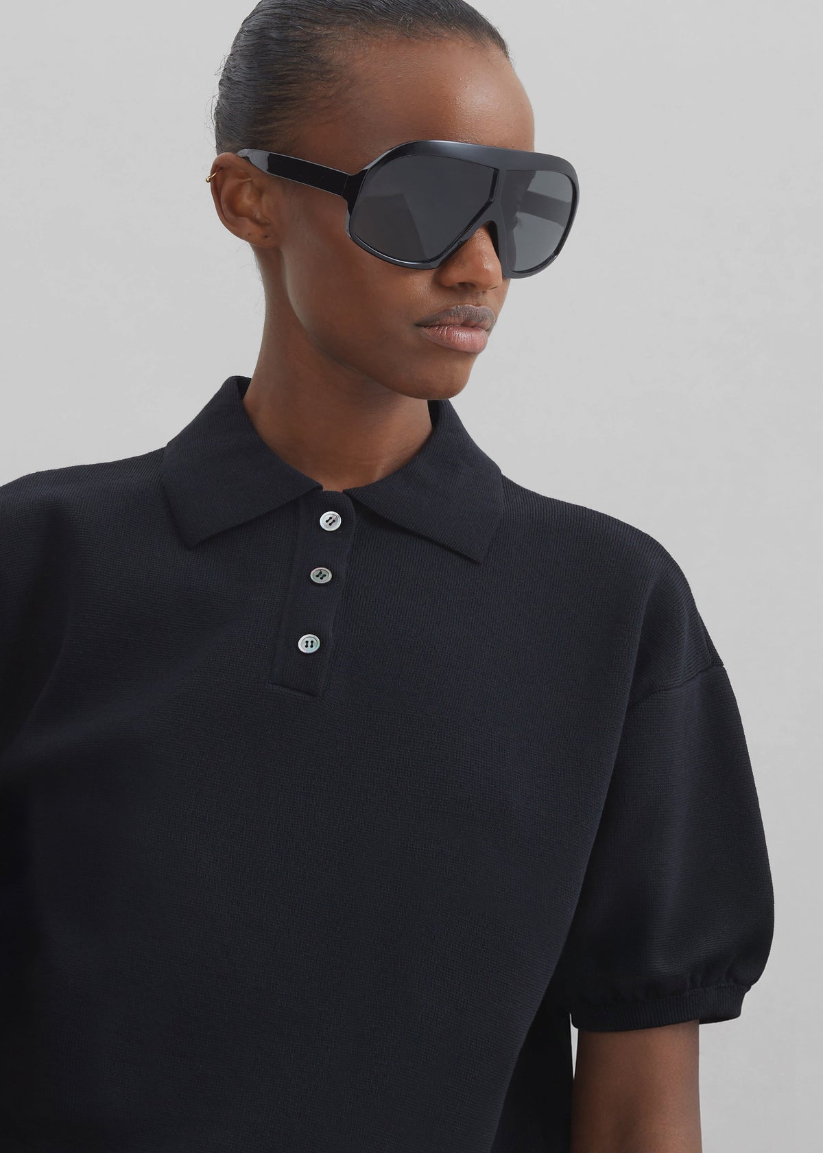 Nola Knit Polo Top - Black β view 3 of 7