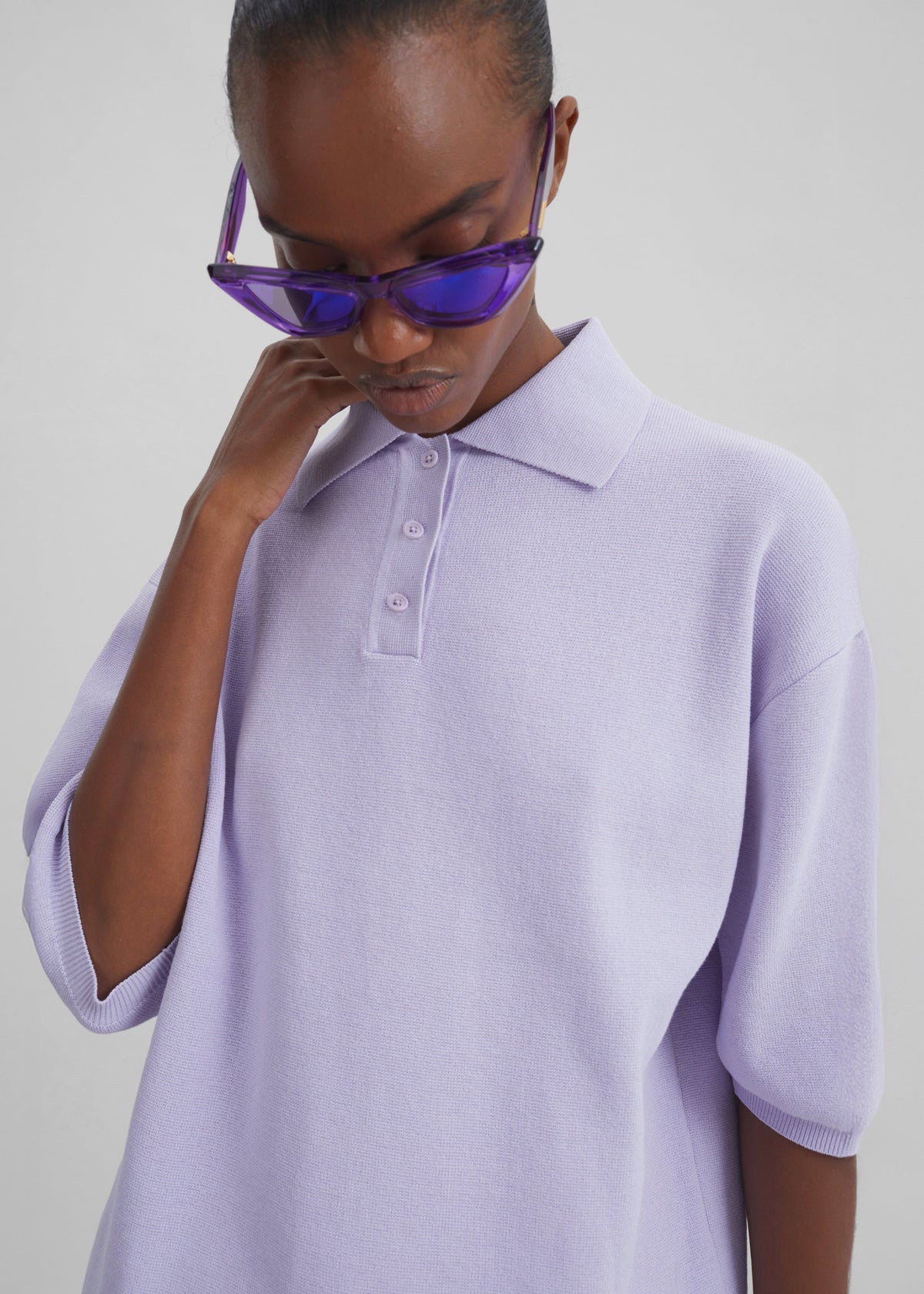 Nola Knit Polo Top - Lavender β view 3 of 13