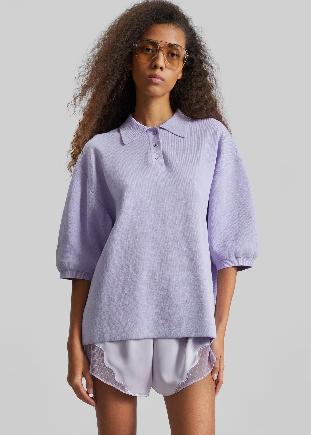 Nola Knit Polo Top - Lavender β view 4 of 13