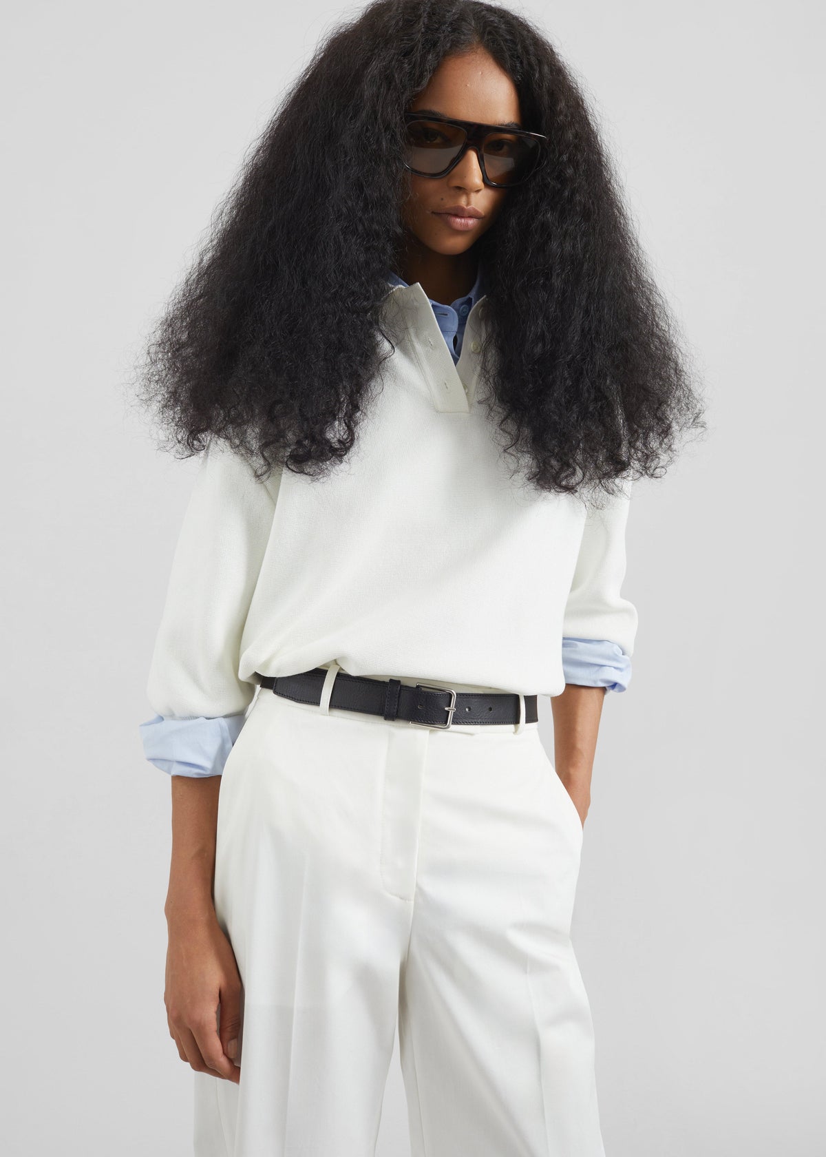 Nola Knit Polo Top - White β view 1 of 5