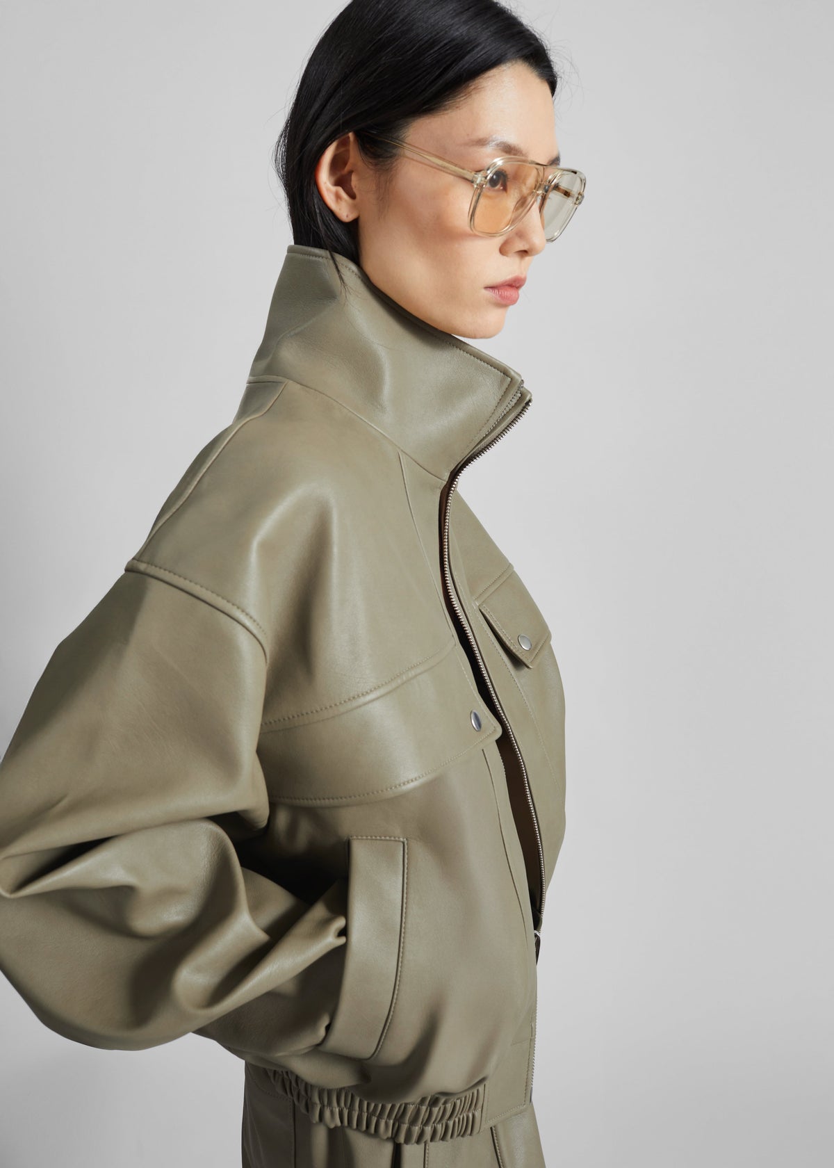Nolita Faux Leather Bomber Jacket - Sage β view 5 of 8