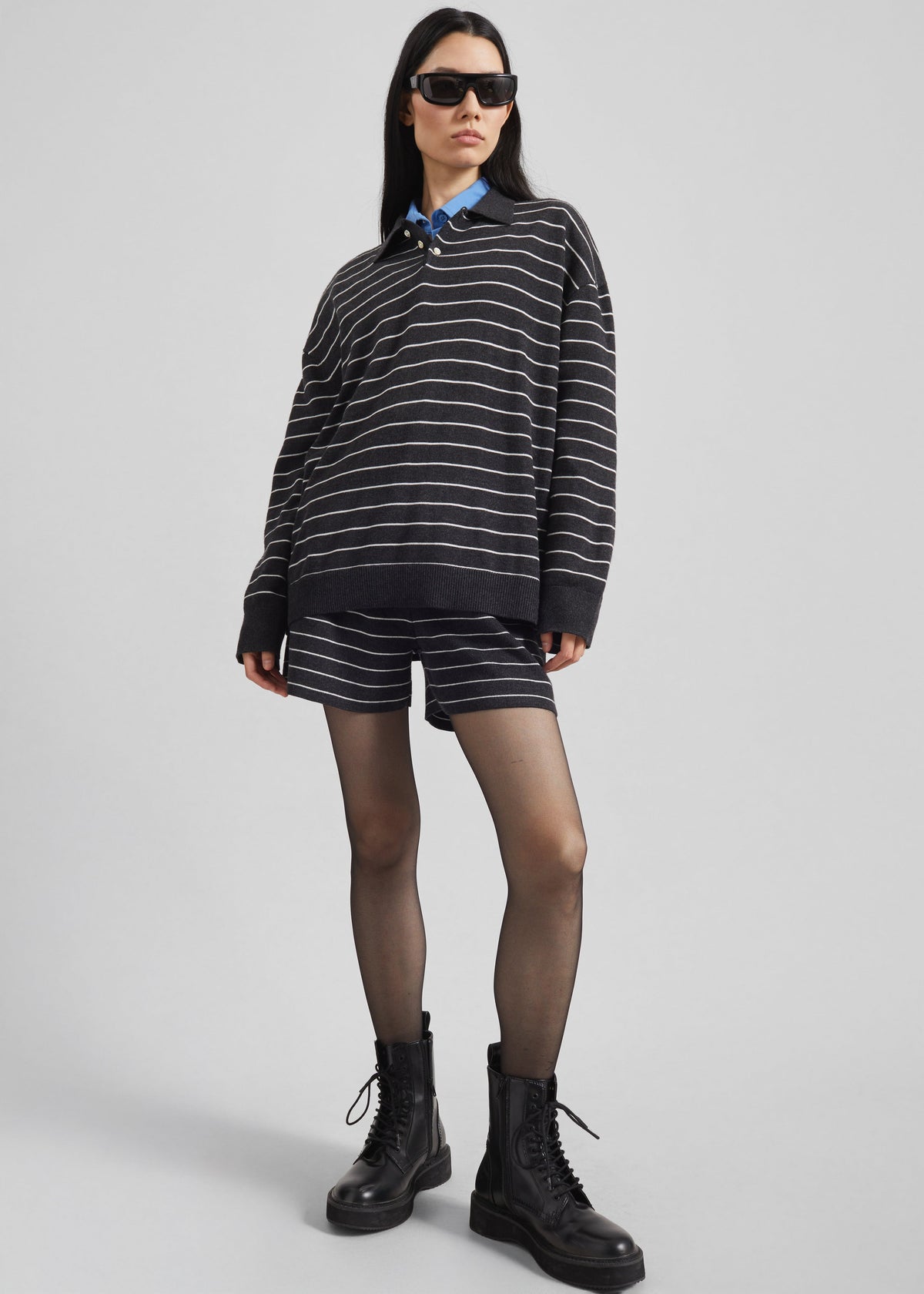 Nolma Knit Shorts - Grey/White Stripe β view 1 of 8