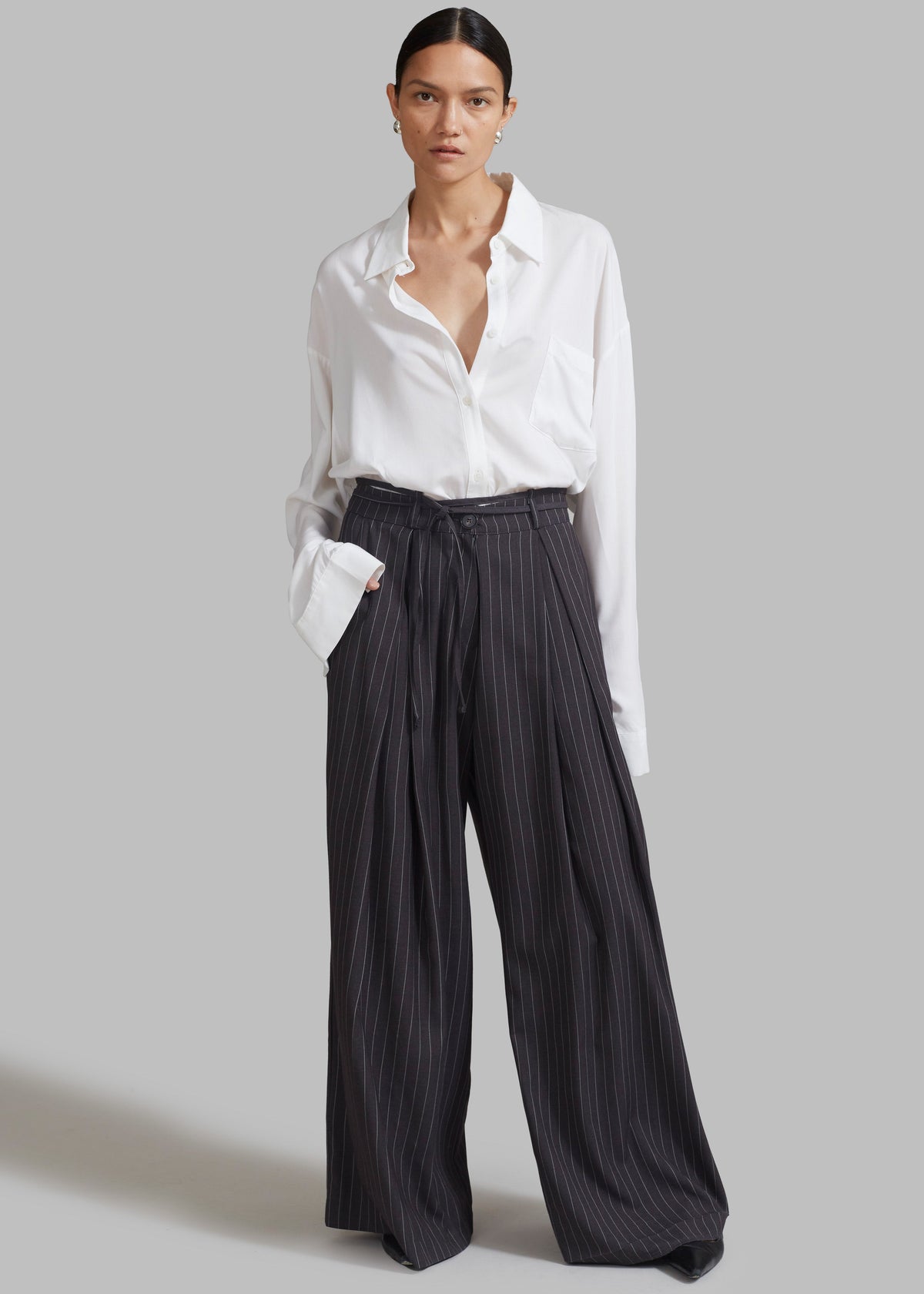 Noor Wide Pants - Grey Pinstripe β view 4 of 12
