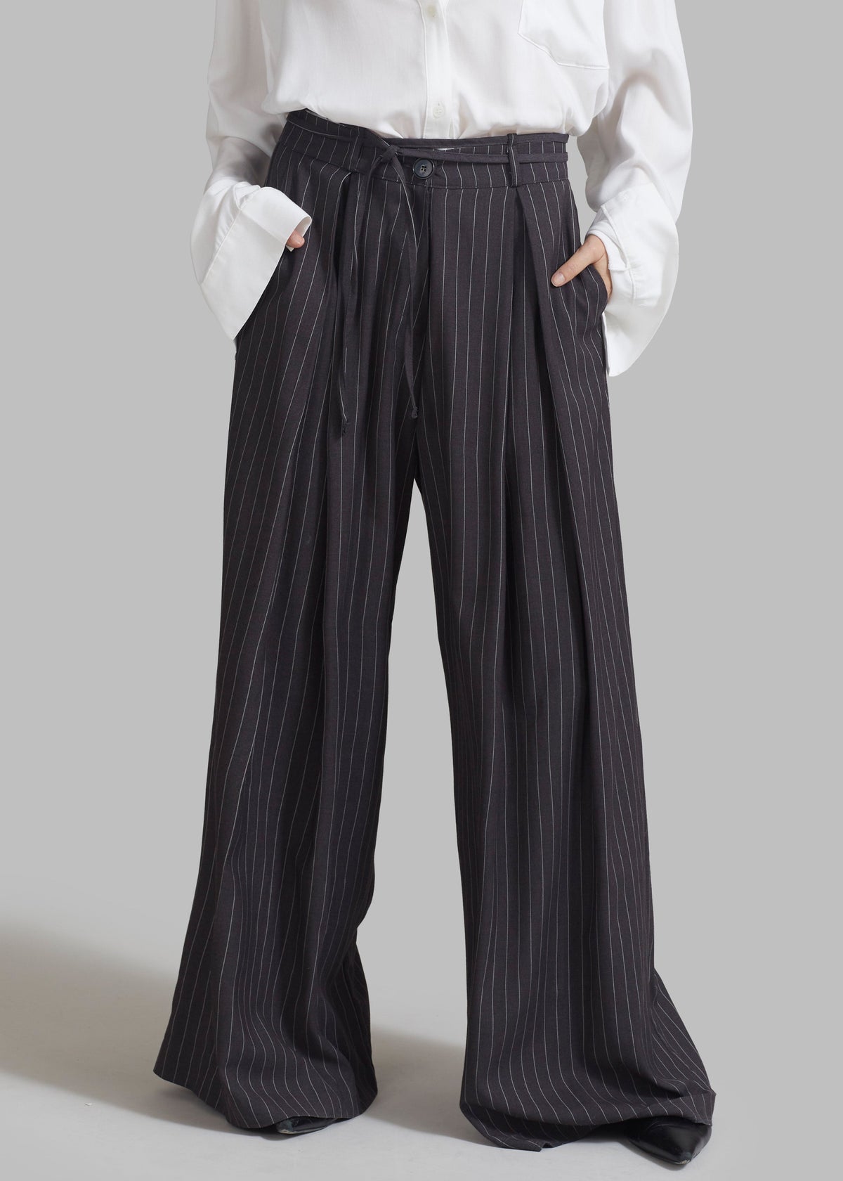Noor Wide Pants - Grey Pinstripe β view 7 of 12