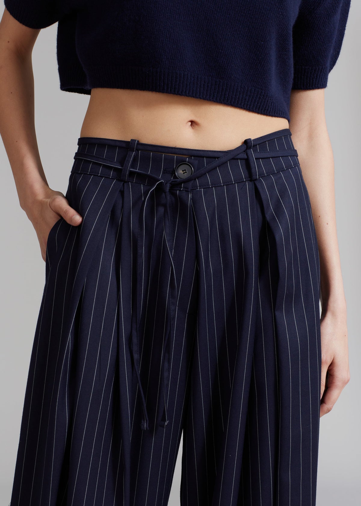 Noor Wide Pants - Navy Pinstripe β view 2 of 10