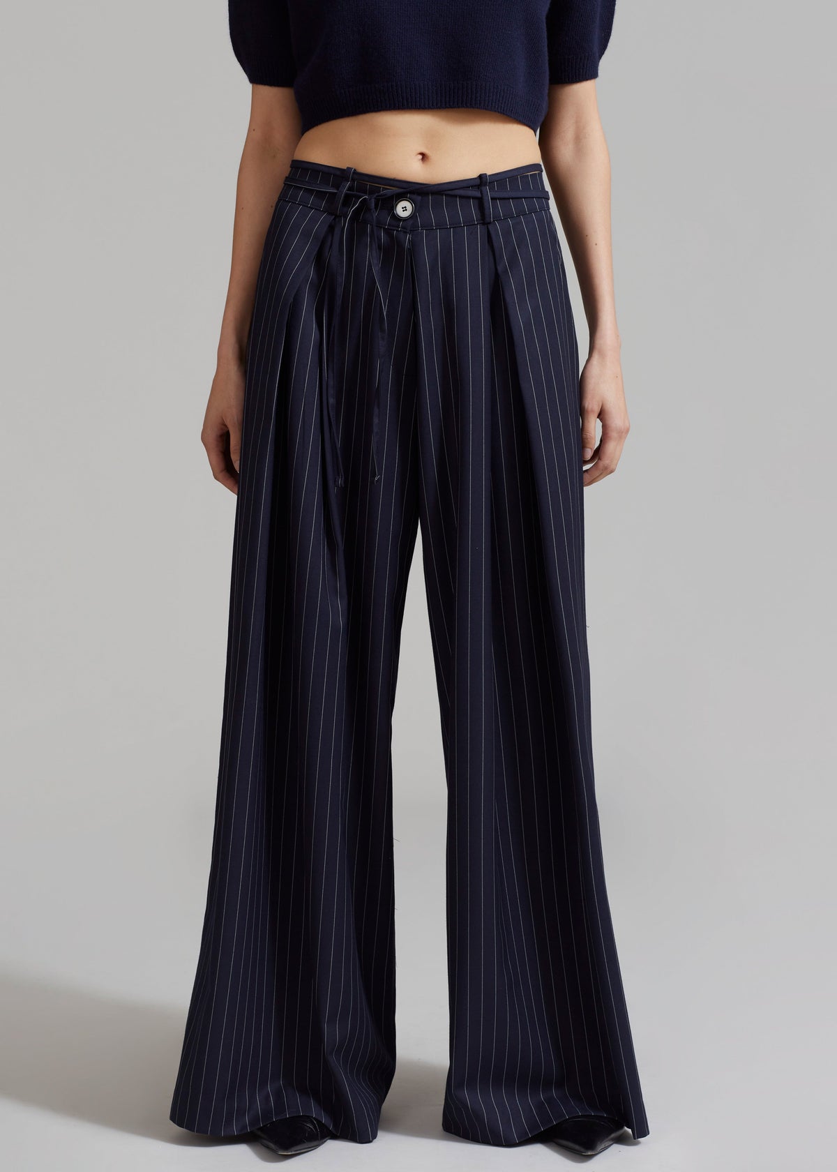 Noor Wide Pants - Navy Pinstripe β view 4 of 10