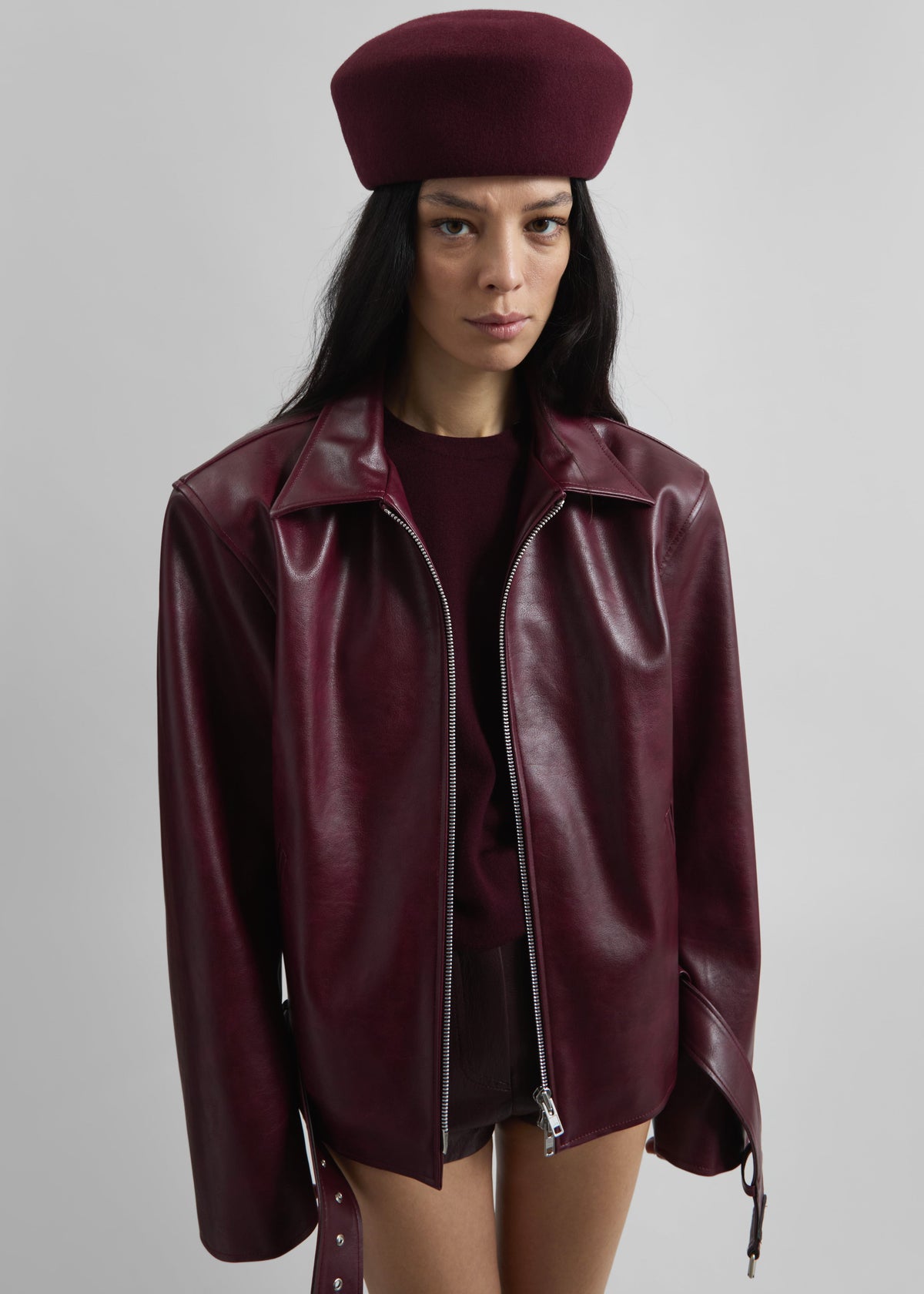 Norbury Faux Leather Jacket - Burgundy β view 9 of 13