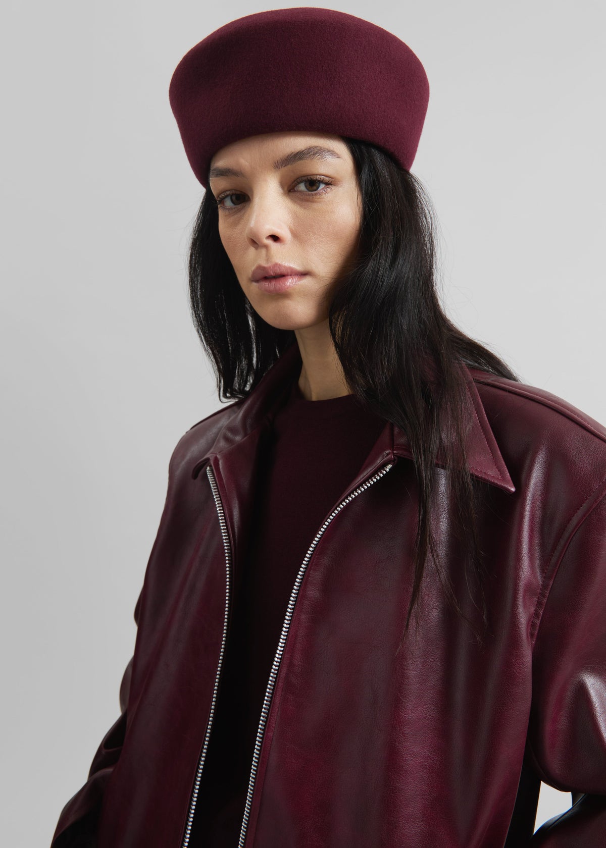 Norbury Faux Leather Jacket - Burgundy β view 6 of 13