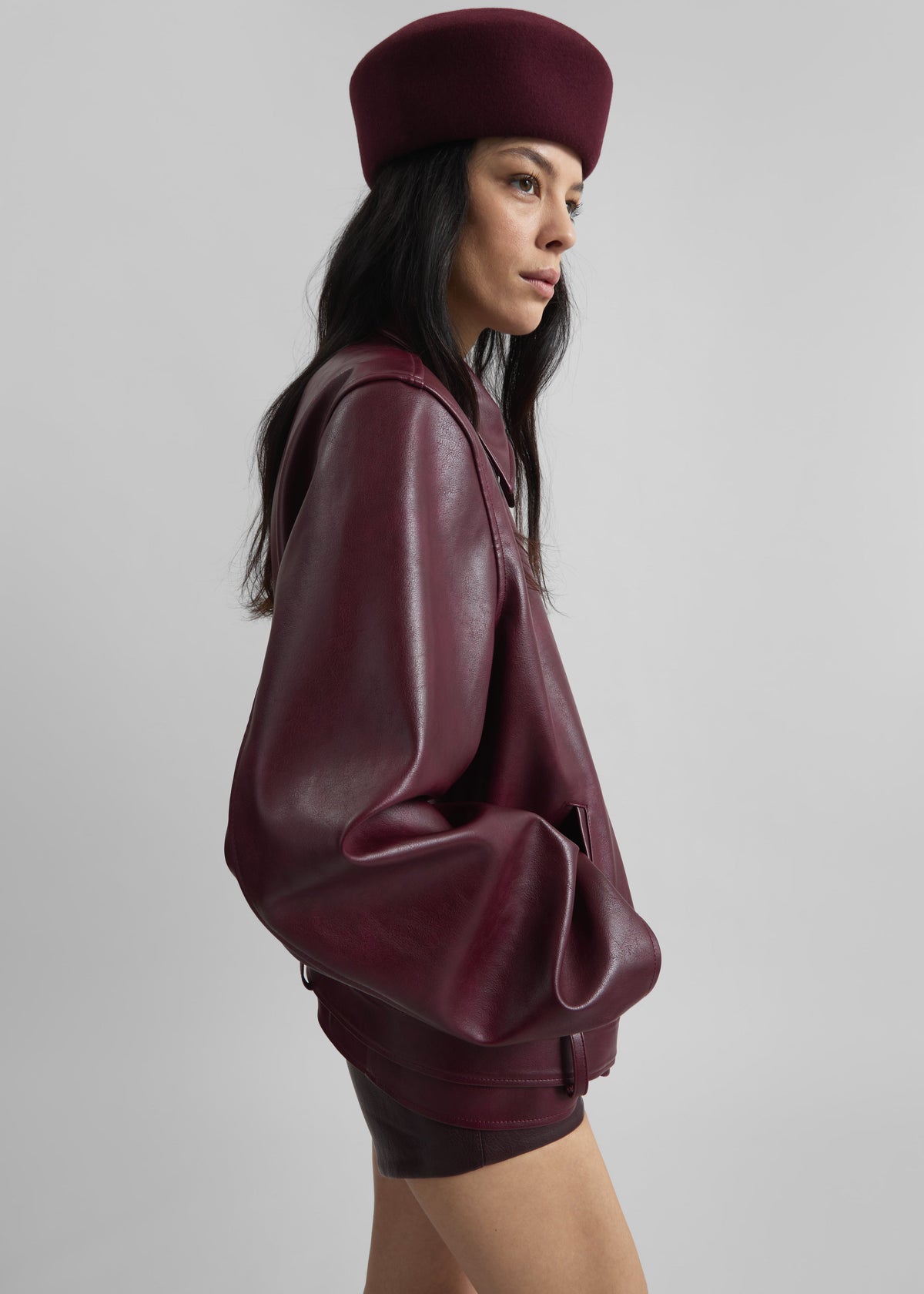 Norbury Faux Leather Jacket - Burgundy β view 11 of 13